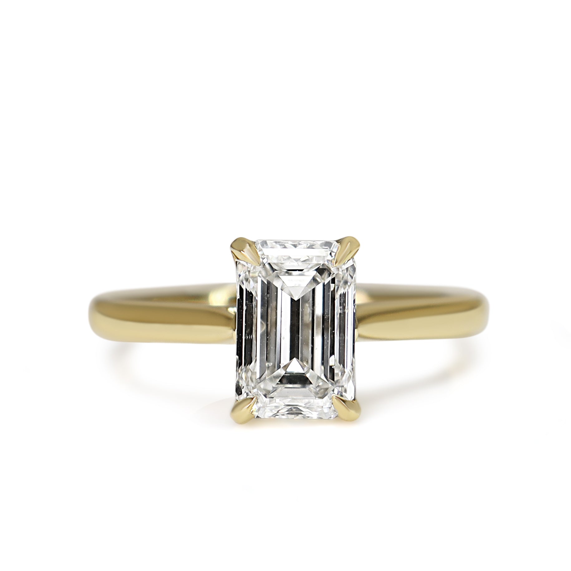 18ct Yellow Gold 2.02ct Emerald Cut Diamond Solitaire Ring