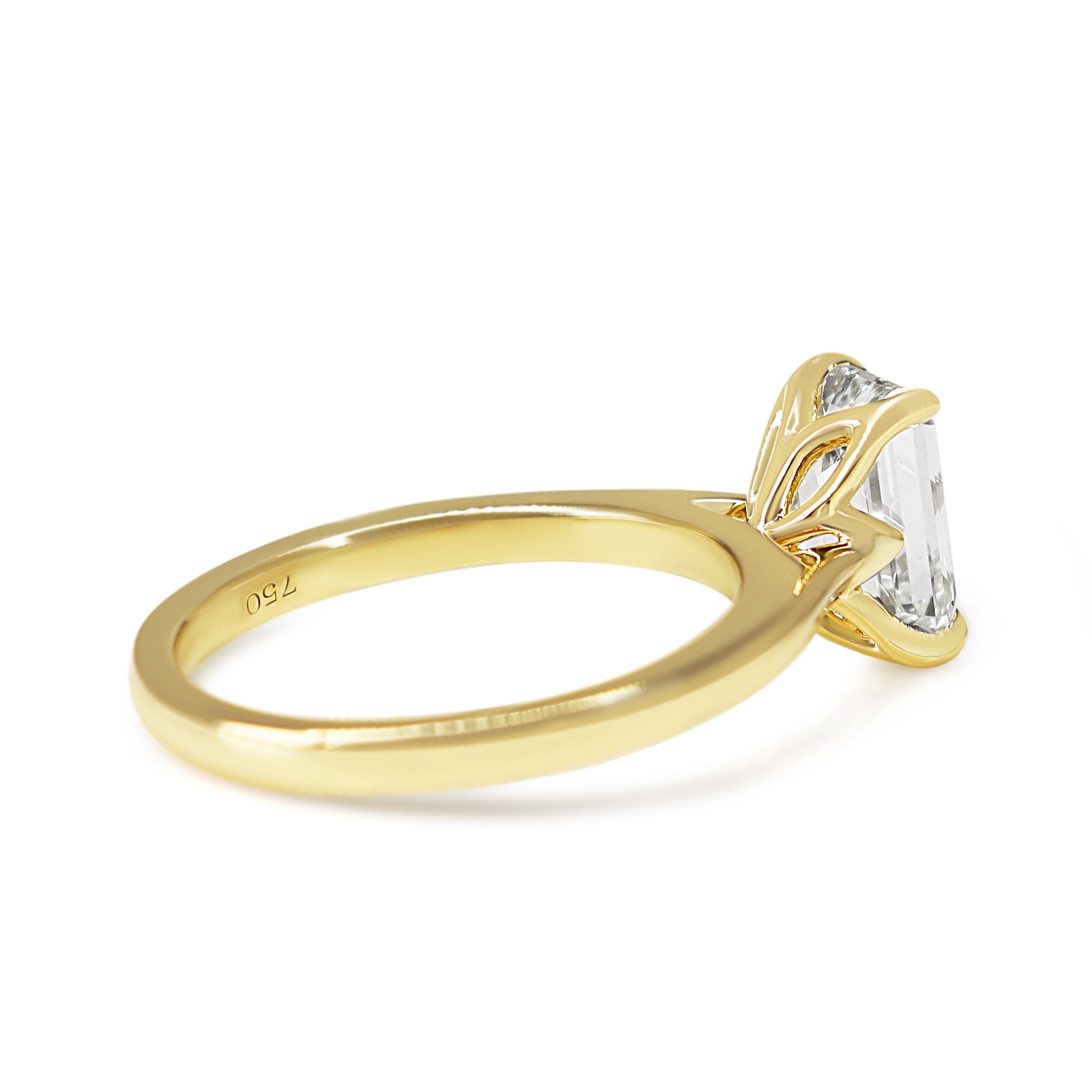 18ct Yellow Gold 2.02ct Emerald Cut Diamond Solitaire Ring