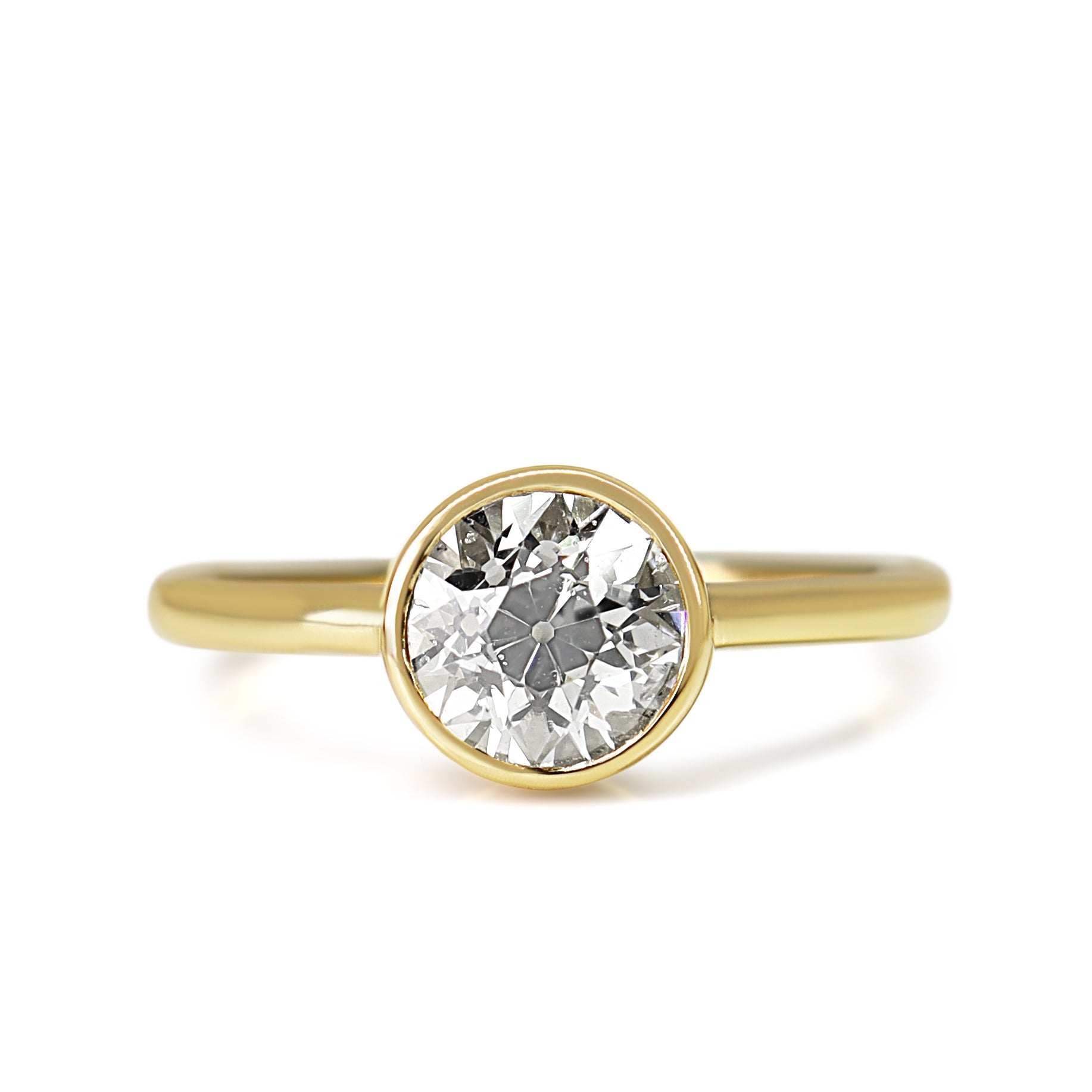 18ct Yellow Gold 1.30ct Old Cut Diamond Bezel Solitaire Ring