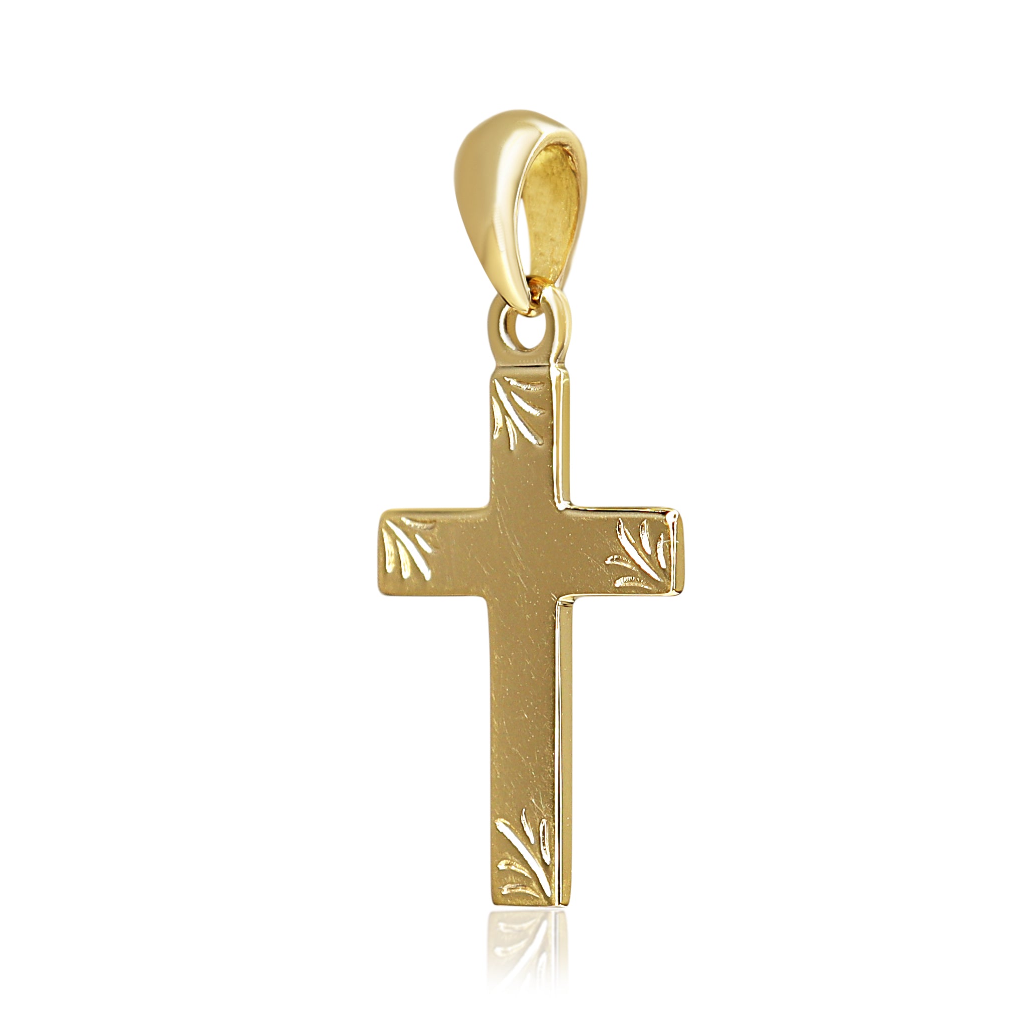 9ct Yellow Gold Etched Cross Pendant