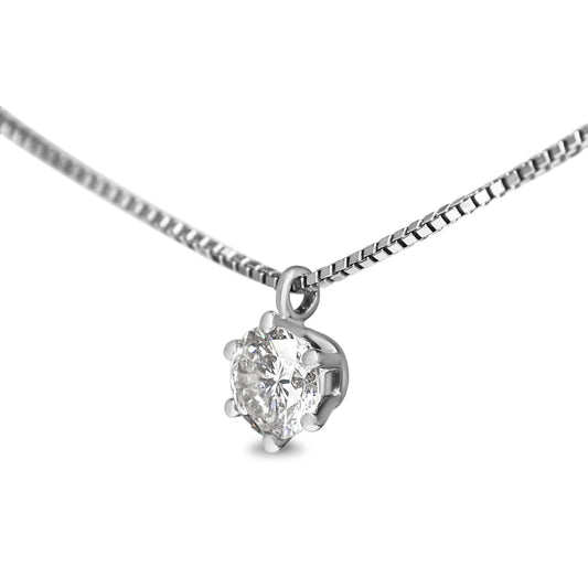 Platinum 1.00ct 6 Claw Diamond Necklace