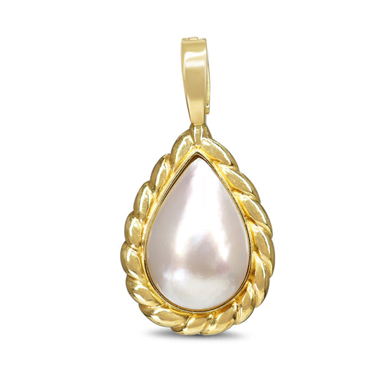 18ct Yellow Gold Mabé Pearl Pear Drop Enhancer Pendant