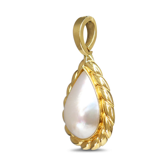 18ct Yellow Gold Mabé Pearl Pear Drop Enhancer Pendant