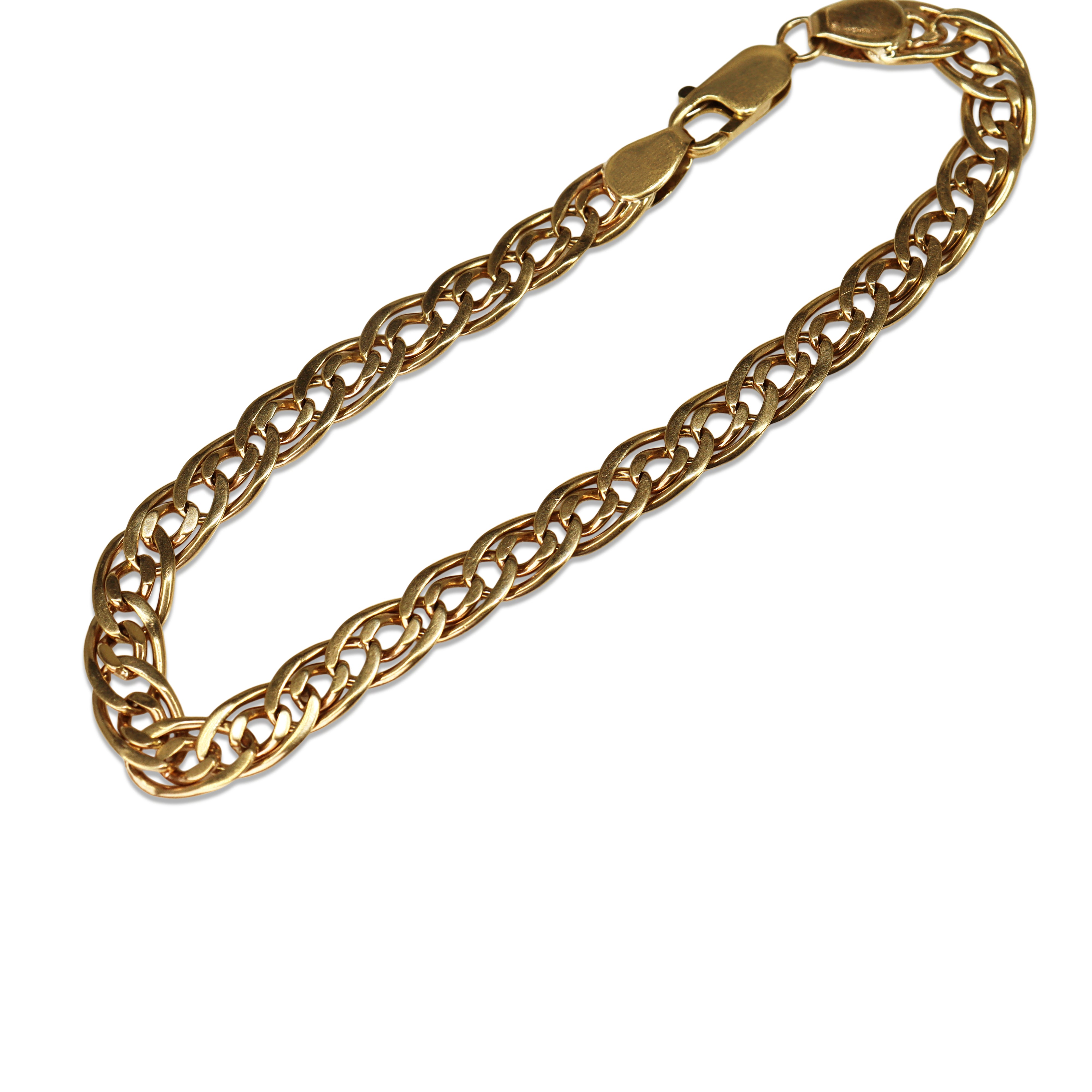 9ct Yellow Gold Fancy Double Curb Flat Link Bracelet