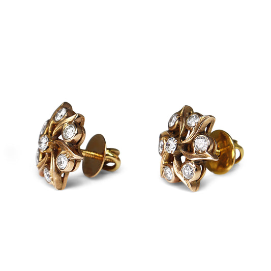 18ct Yellow Gold Diamond Stud Earrings
