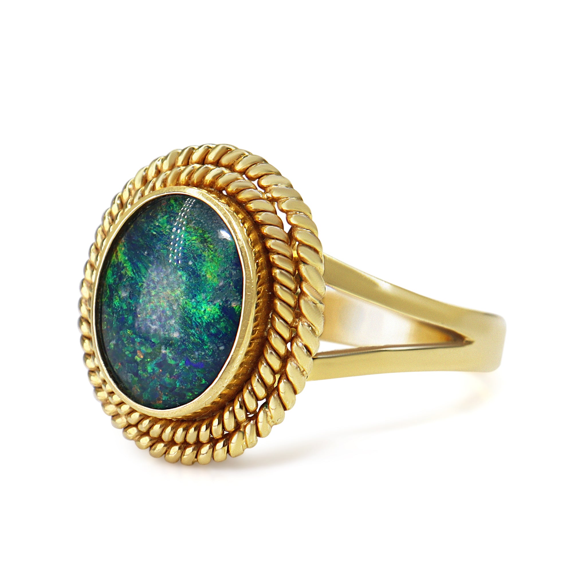 18ct Yellow Gold Vintage Opal Triplet Ring