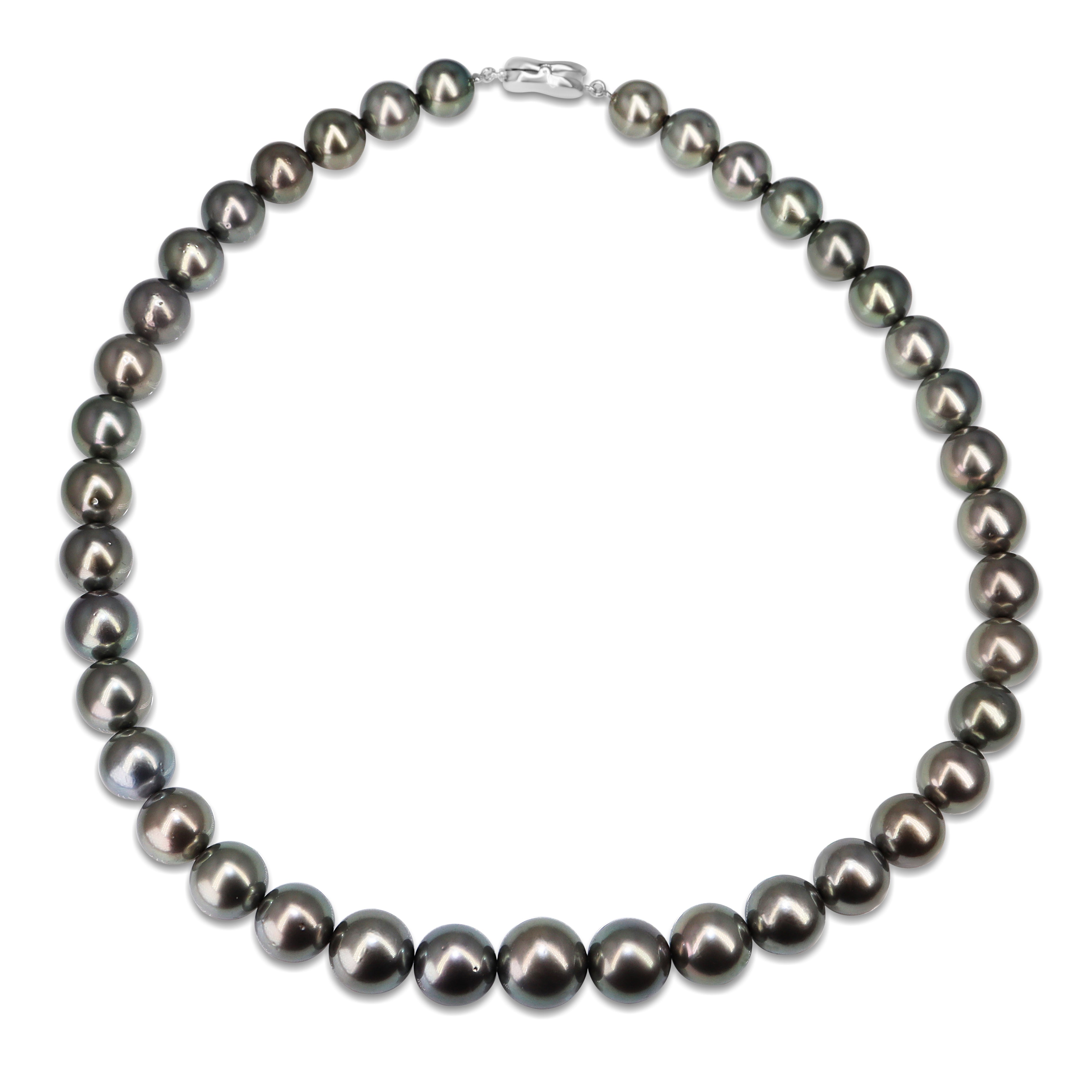 10mm - 12.7mm Tahitian Pearl Strand Necklace on Silver Clasp