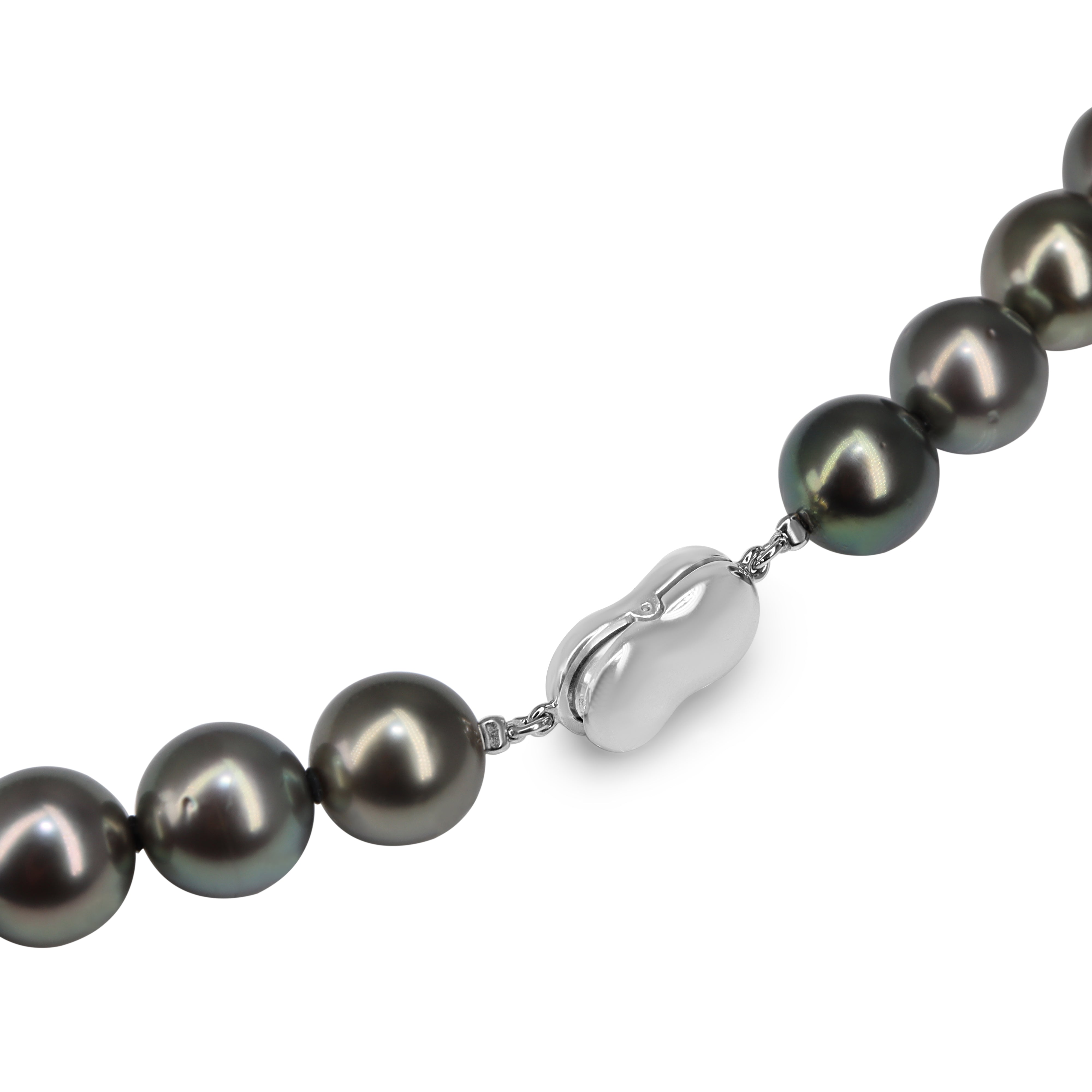 10mm - 12.7mm Tahitian Pearl Strand Necklace on Silver Clasp
