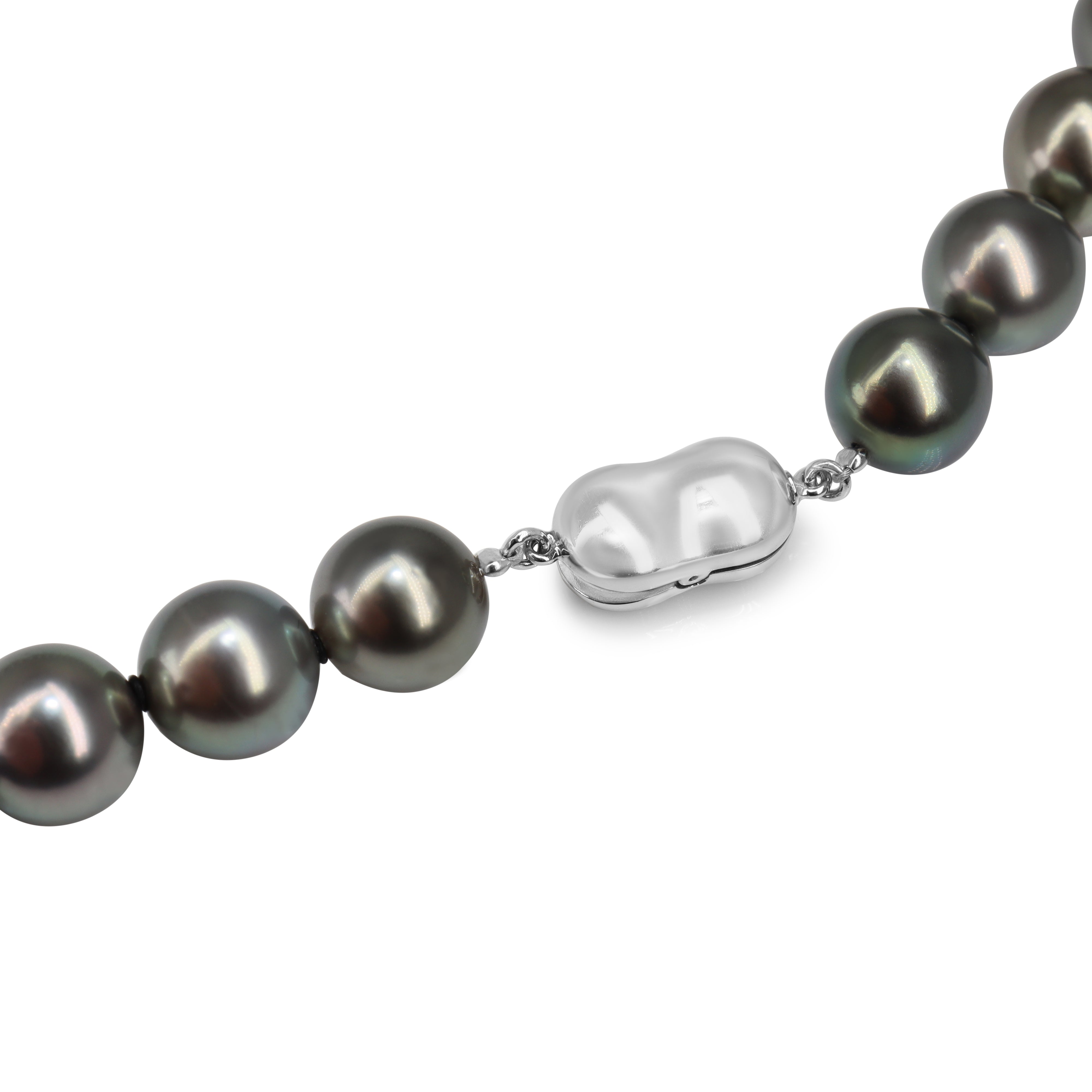 10mm - 12.7mm Tahitian Pearl Strand Necklace on Silver Clasp