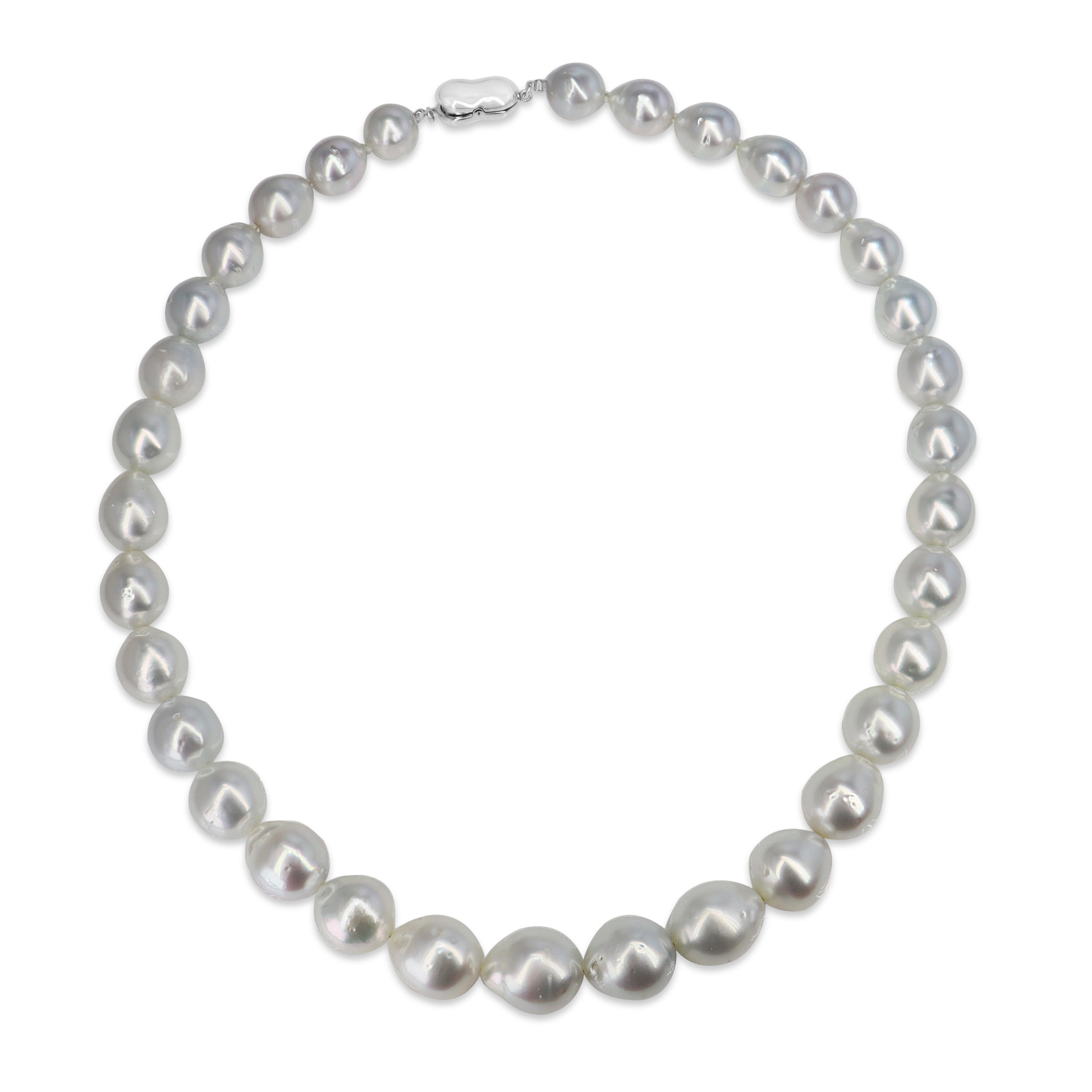 10 - 12.5mm South Sea Pearl Necklace Strand with Silver Clasp