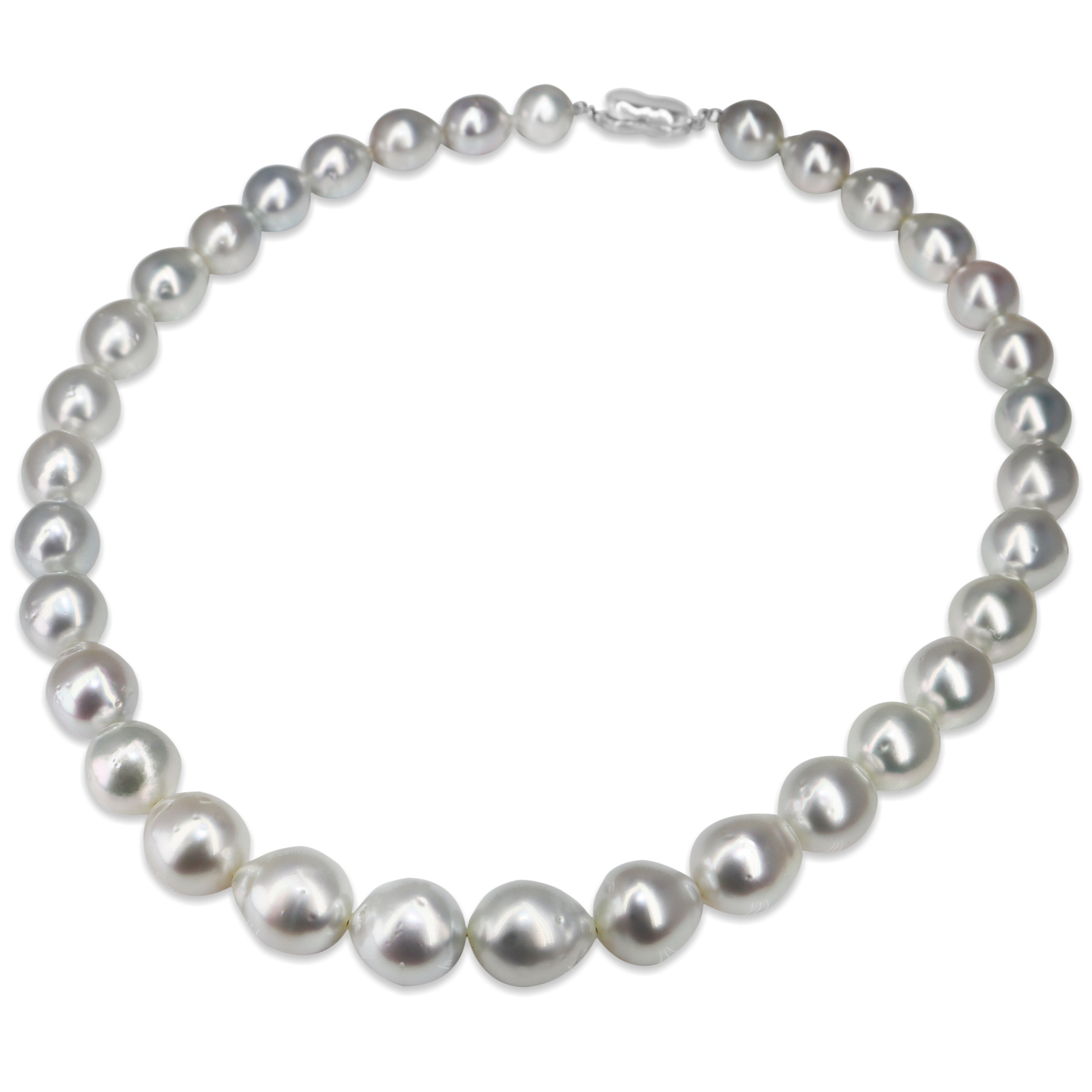 10 - 12.5mm South Sea Pearl Necklace Strand with Silver Clasp