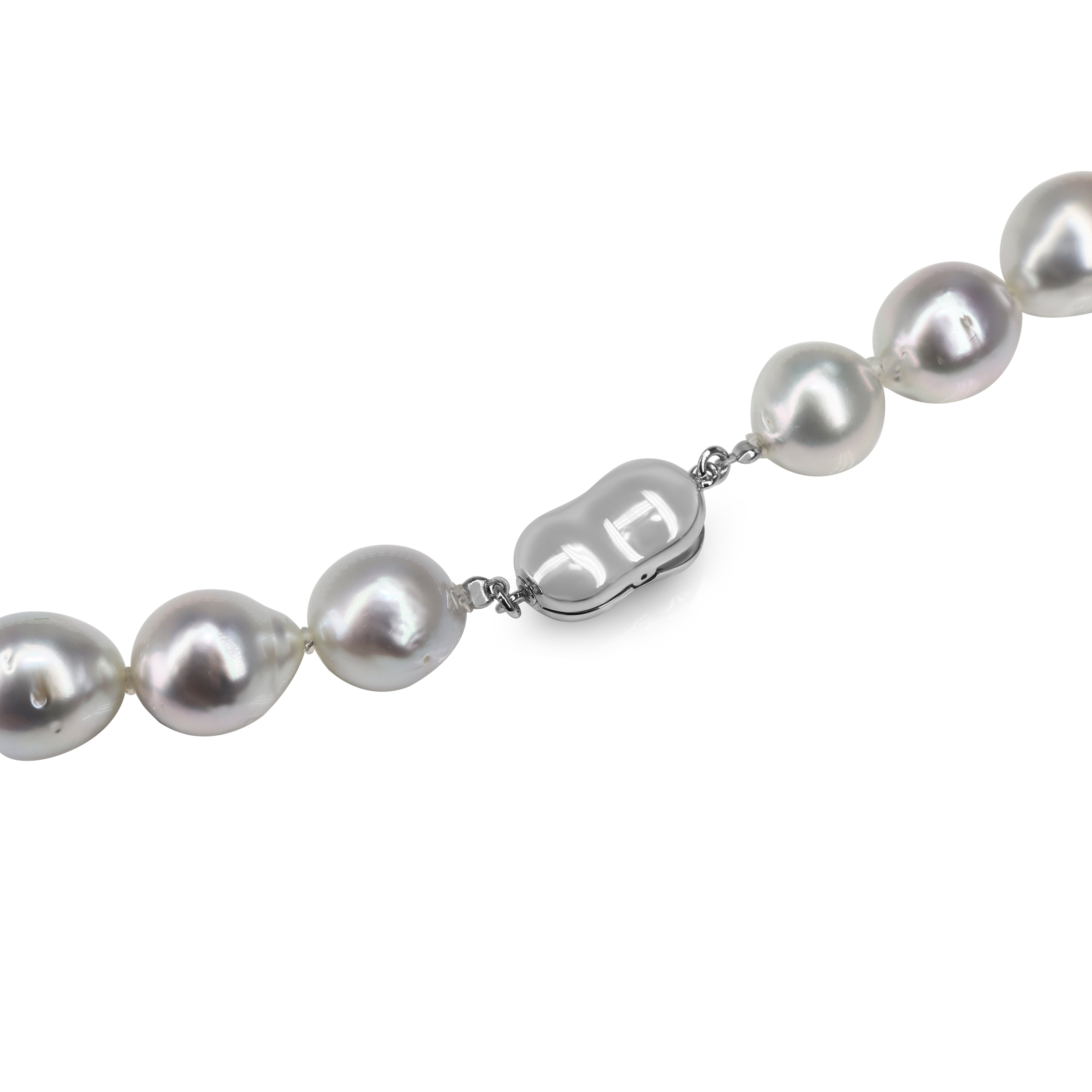 10 - 12.5mm South Sea Pearl Necklace Strand with Silver Clasp