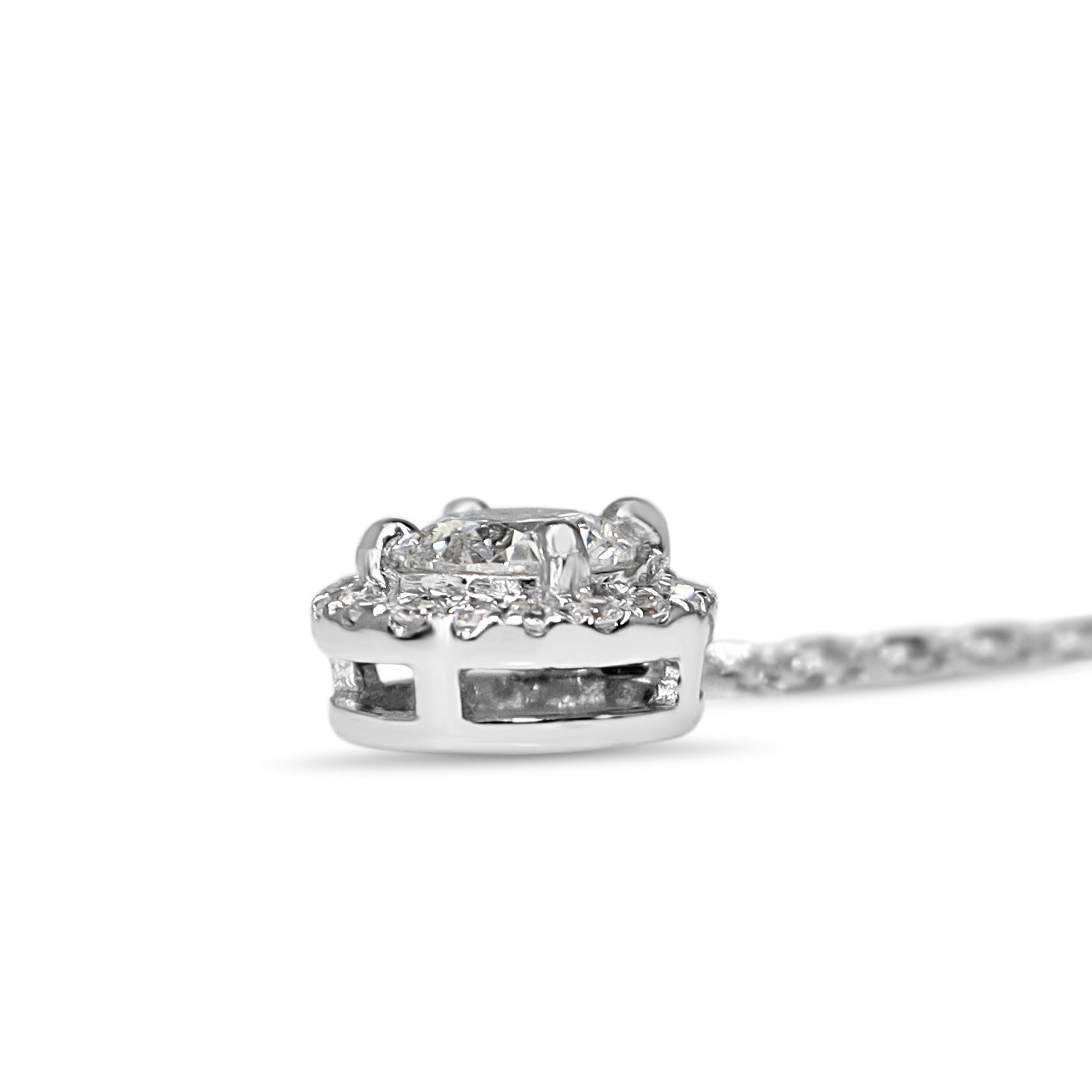 Platinum Diamond Halo Necklace