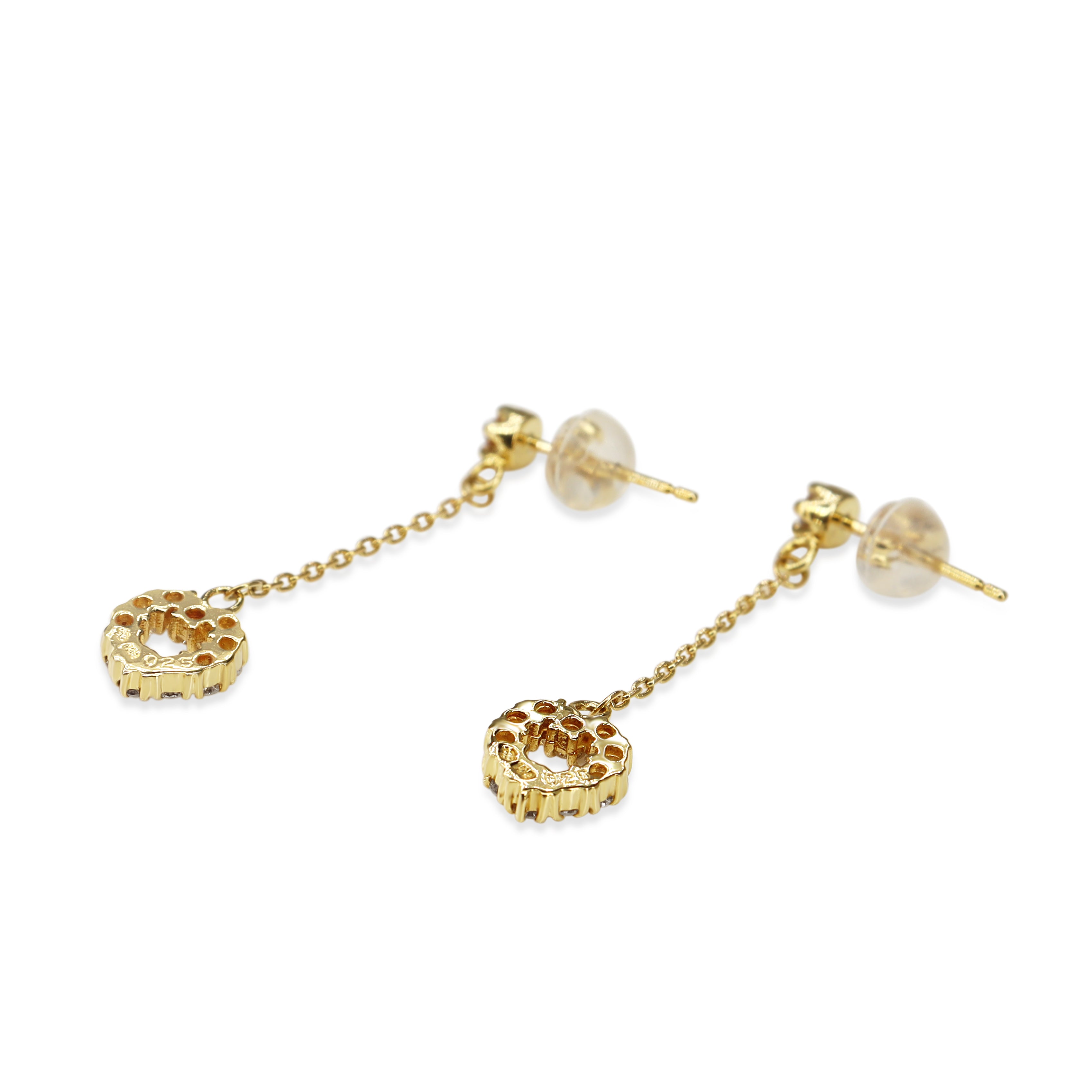 18ct Yellow Gold Diamond Drop Heart Earrings