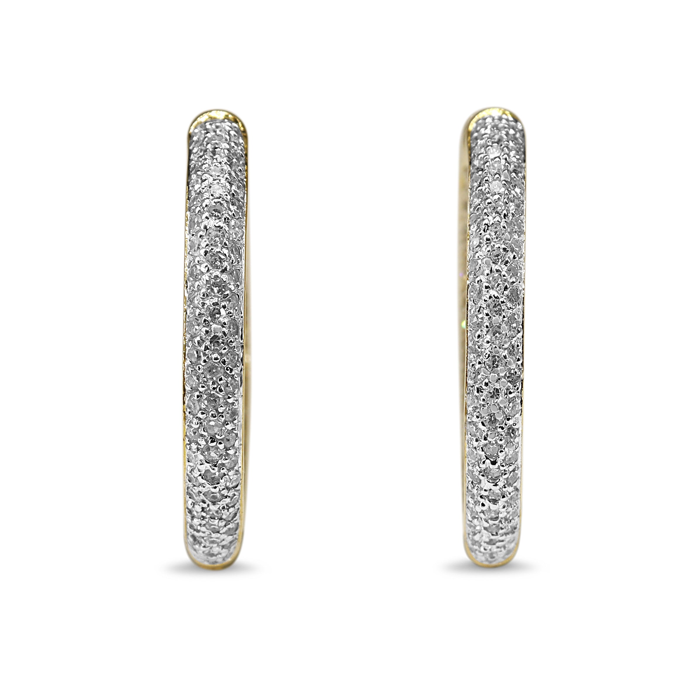 14ct Yellow and White Gold Diamond Pavè Hoop Earrings