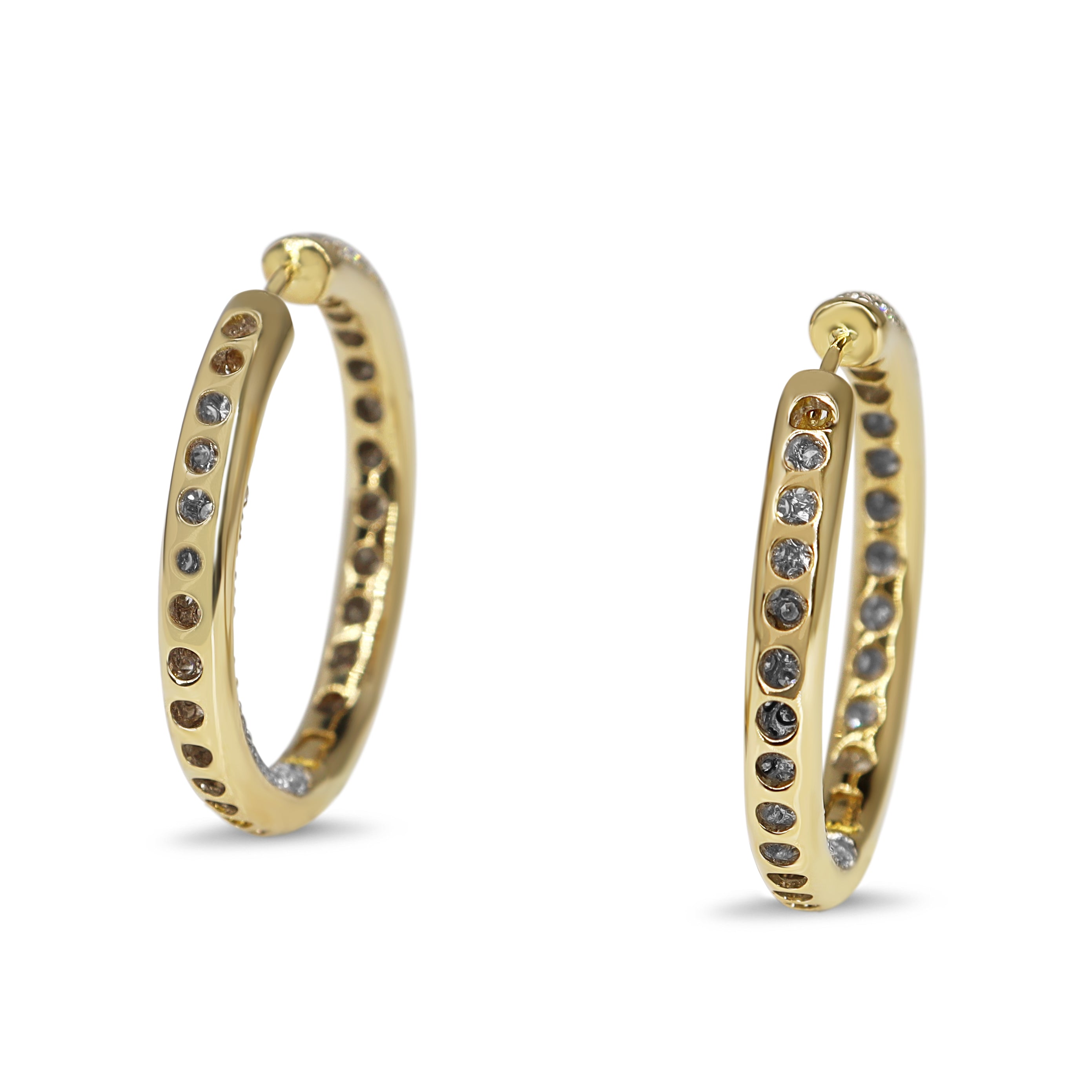 14ct Yellow and White Gold Diamond Pavè Hoop Earrings