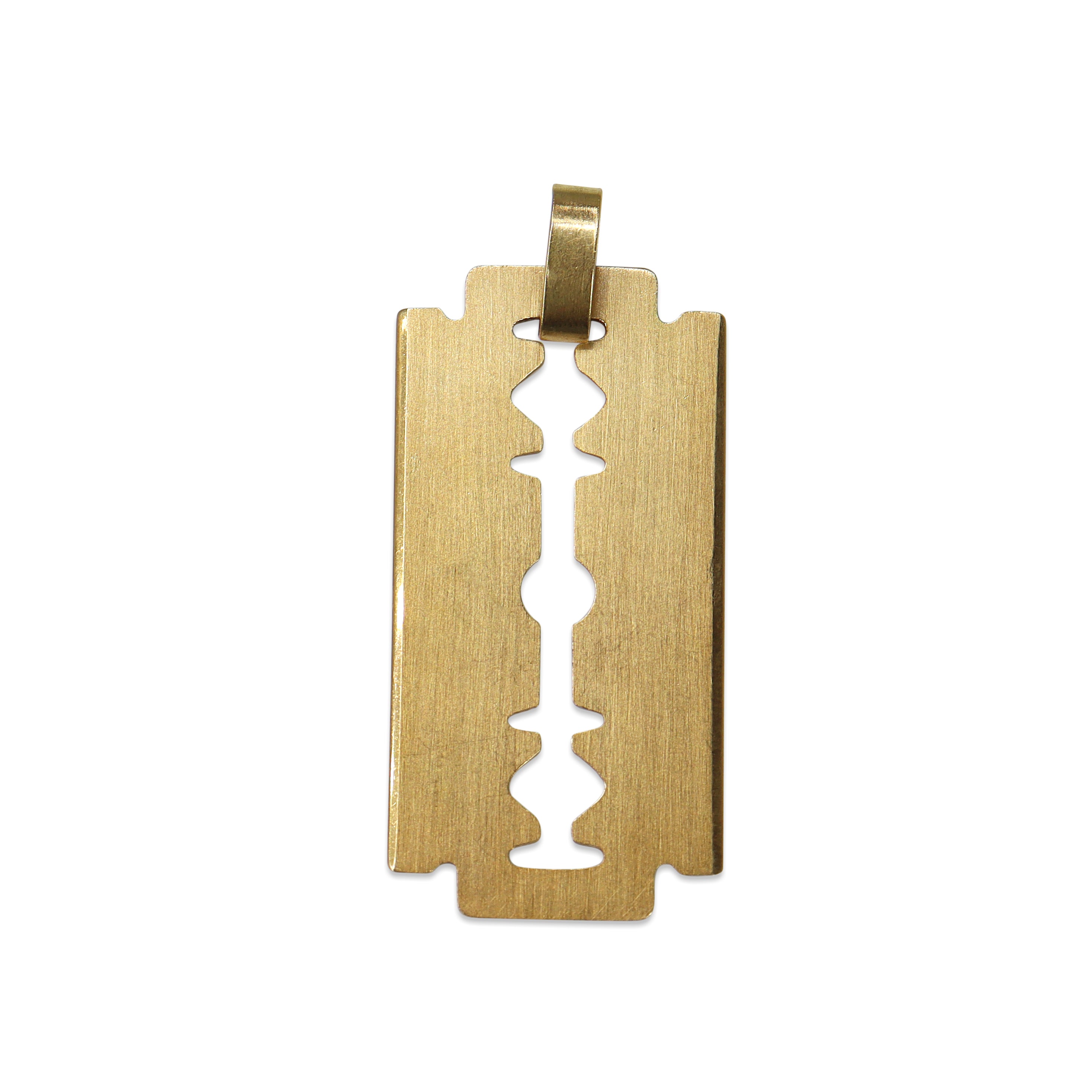 18ct Yellow Gold Decorative Razor Blade Pendant