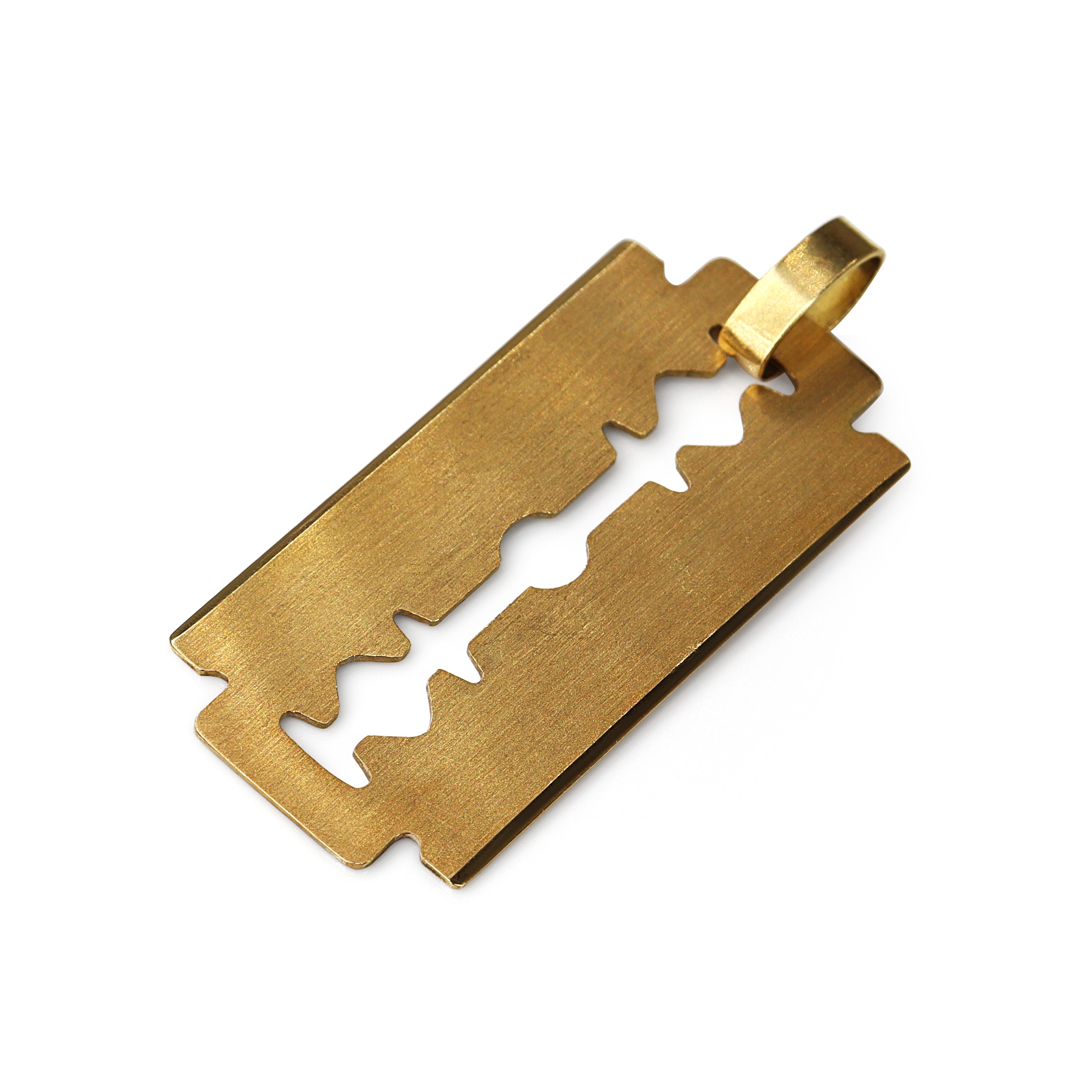 18ct Yellow Gold Decorative Razor Blade Pendant