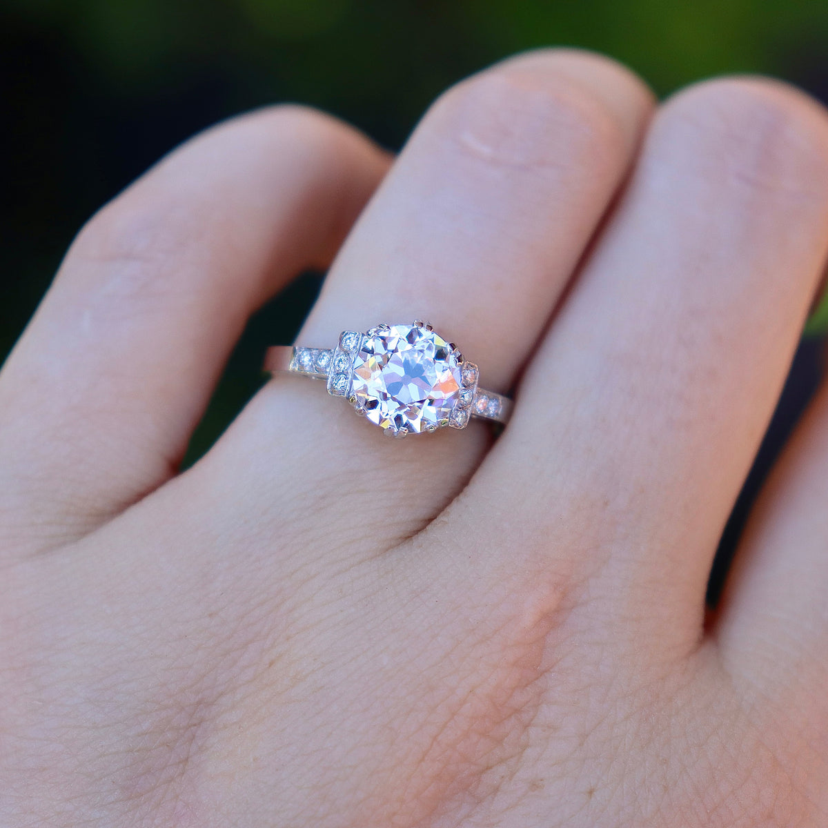 Platinum Lab Grown 2.00ct Old Cut Diamond Ring