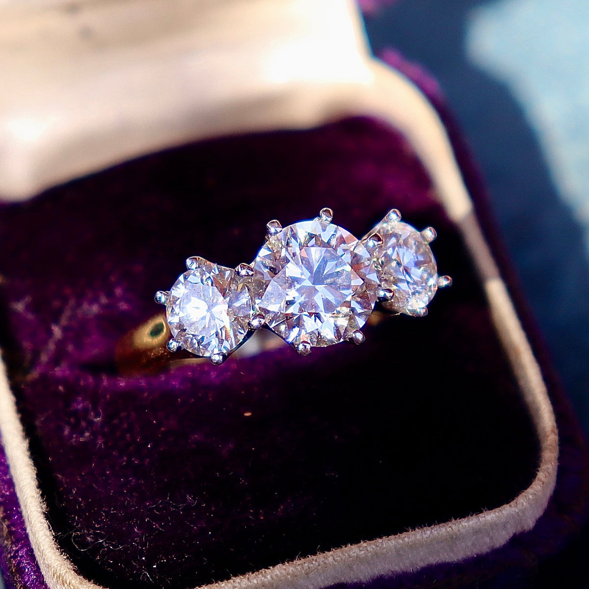 18ct Yellow and White Gold Lab Grown Diamond 3 Stone Ring