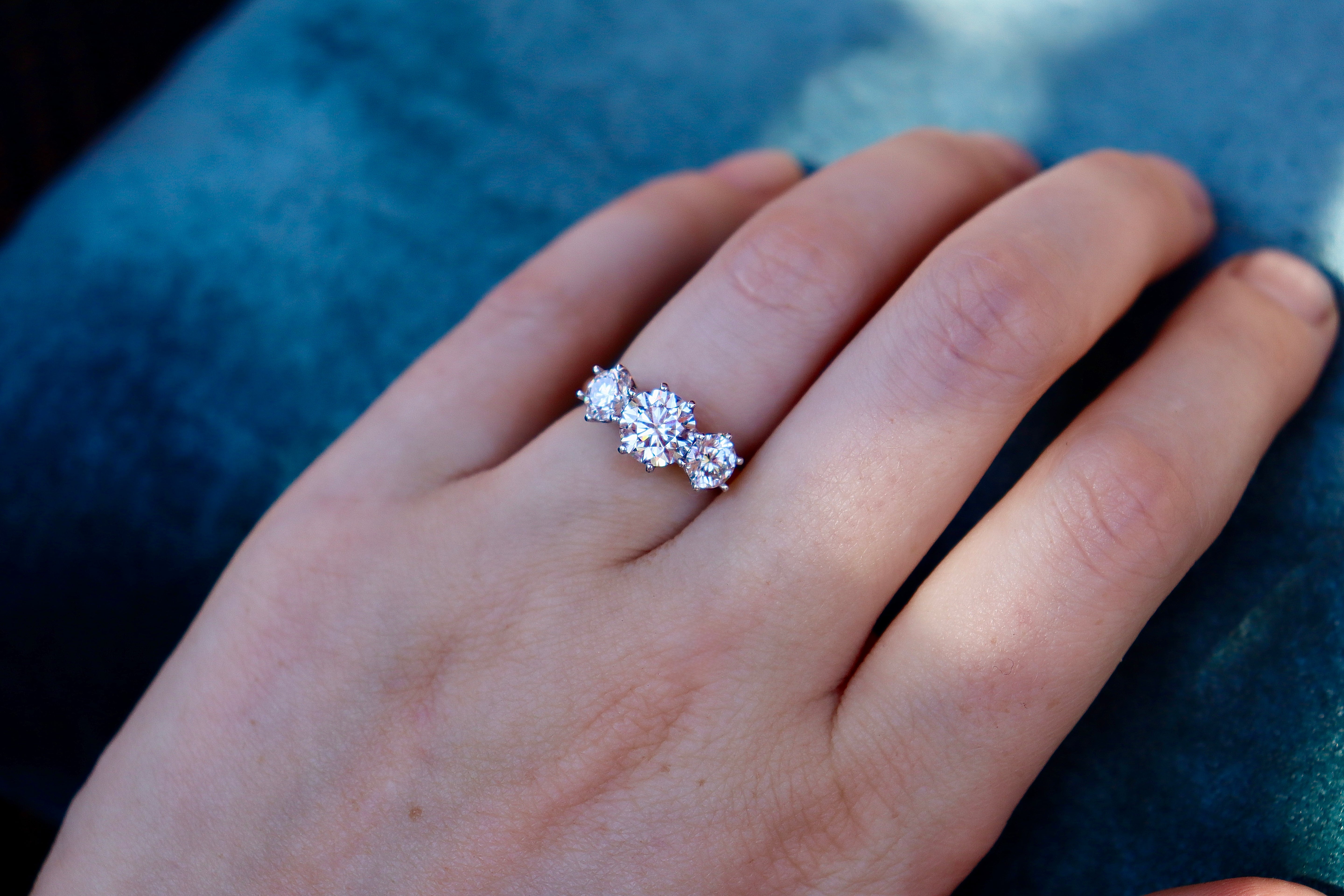 18ct Yellow and White Gold Lab Grown Diamond 3 Stone Ring