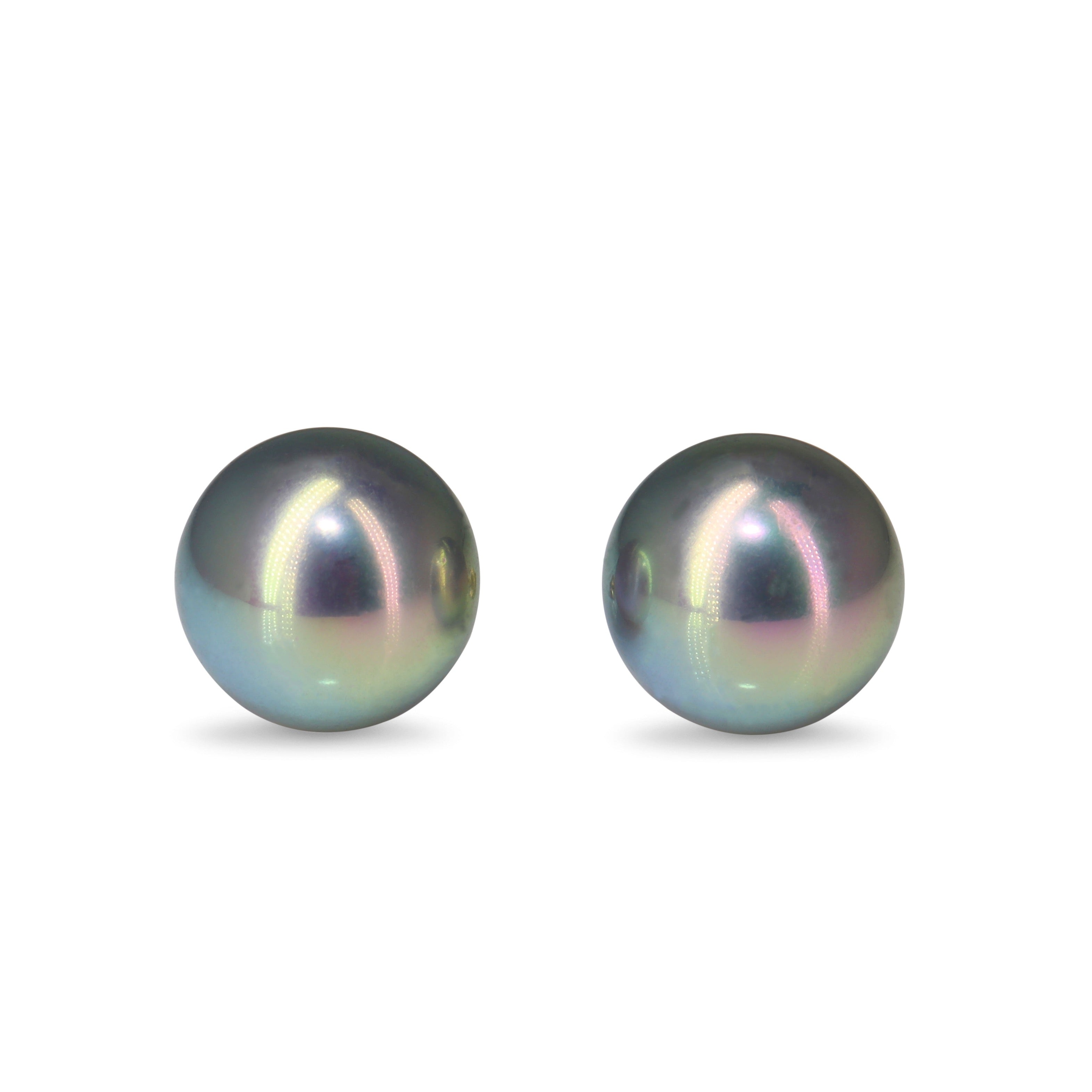 14ct Yellow Gold 14mm Tahitian Pearl Stud Earrings