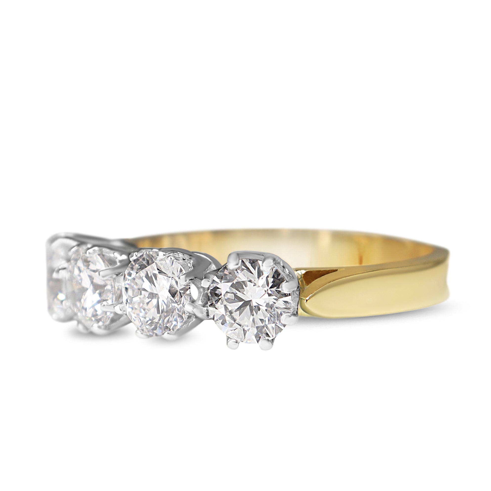 18ct Yellow and White Gold Antique Style 4 Stone Lab Grown Diamond Ring