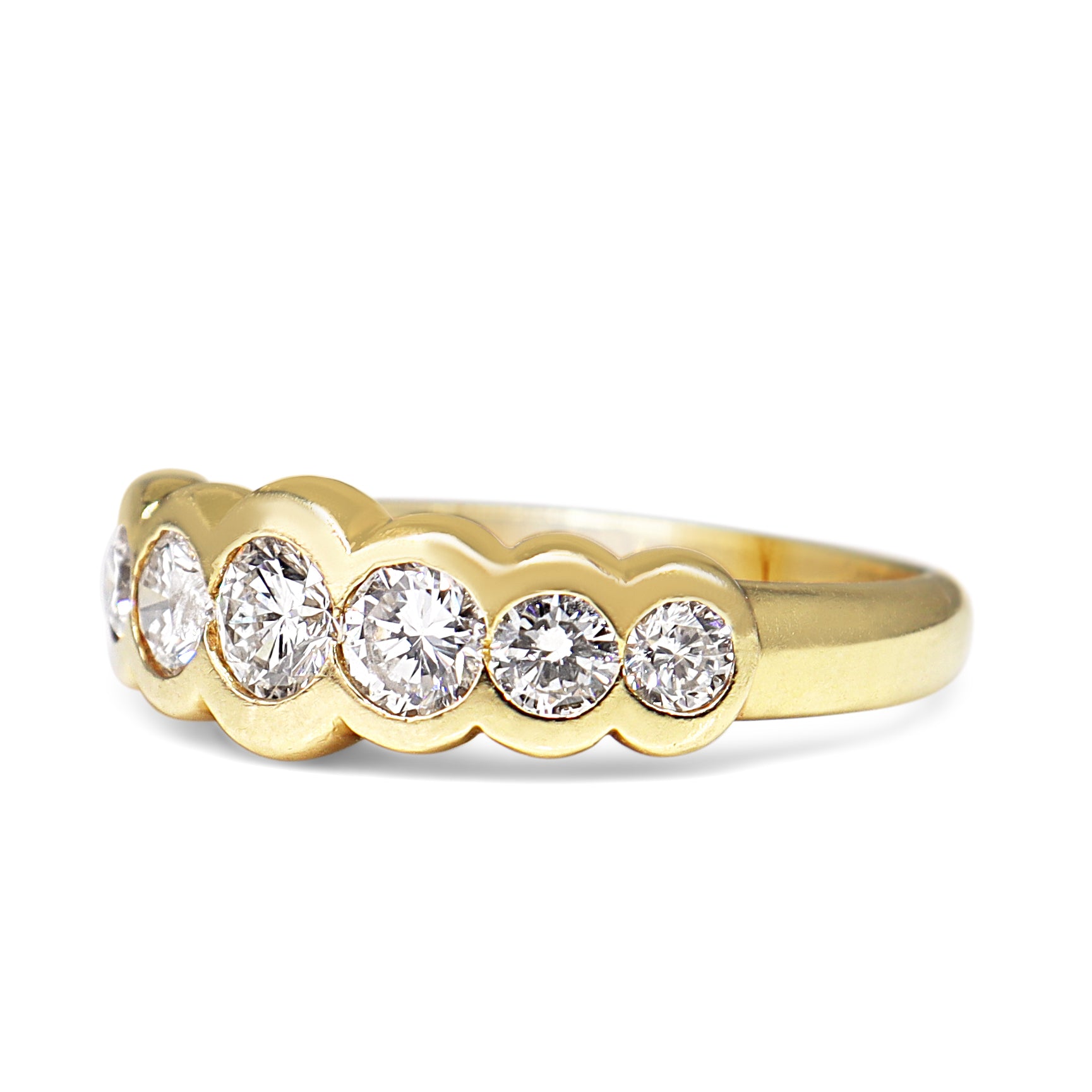 18ct Yellow Gold 1.15ct Bezel Set 7 Stone Ring