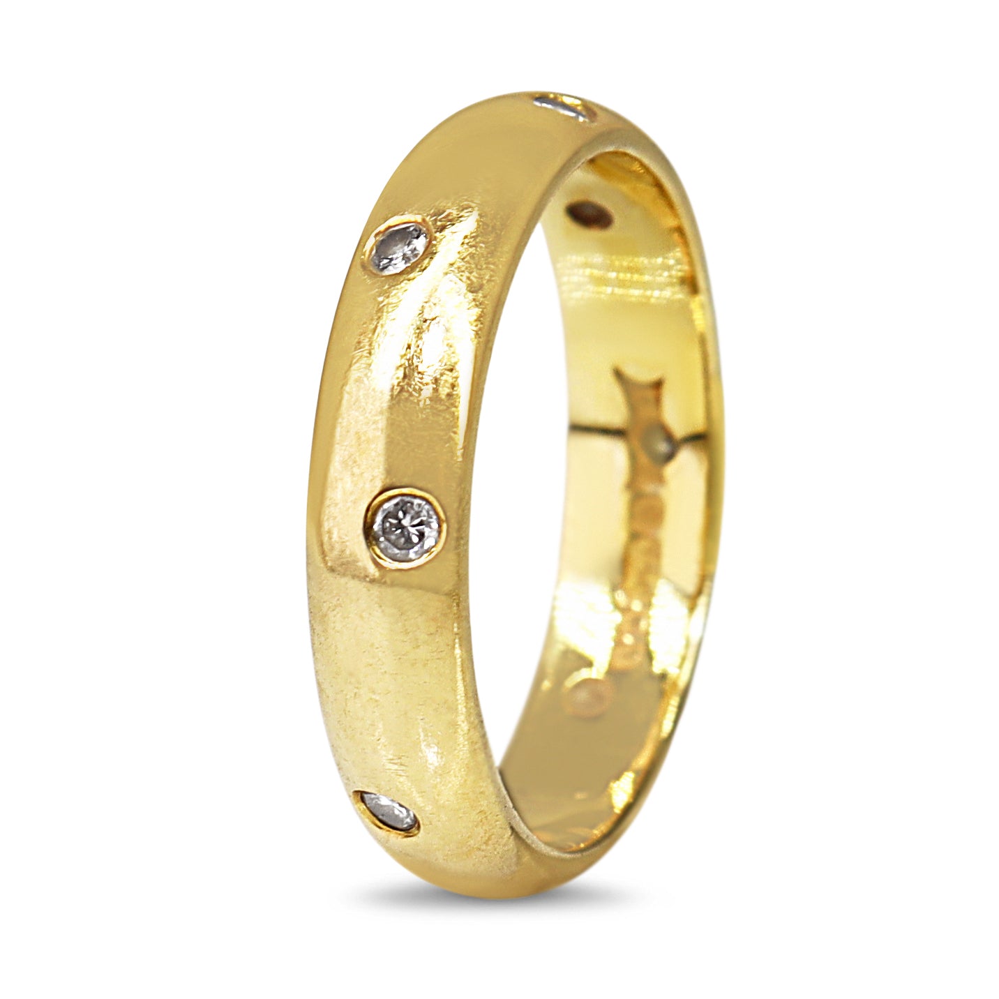 18ct Yellow Gold Rubbed In Diamond Set Band Ring