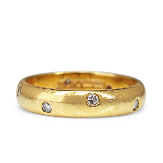 18ct Yellow Gold Rubbed In Diamond Set Band Ring