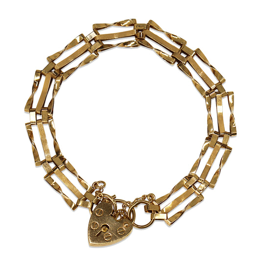 9ct Yellow Gold Fancy Gate Link Bracelet