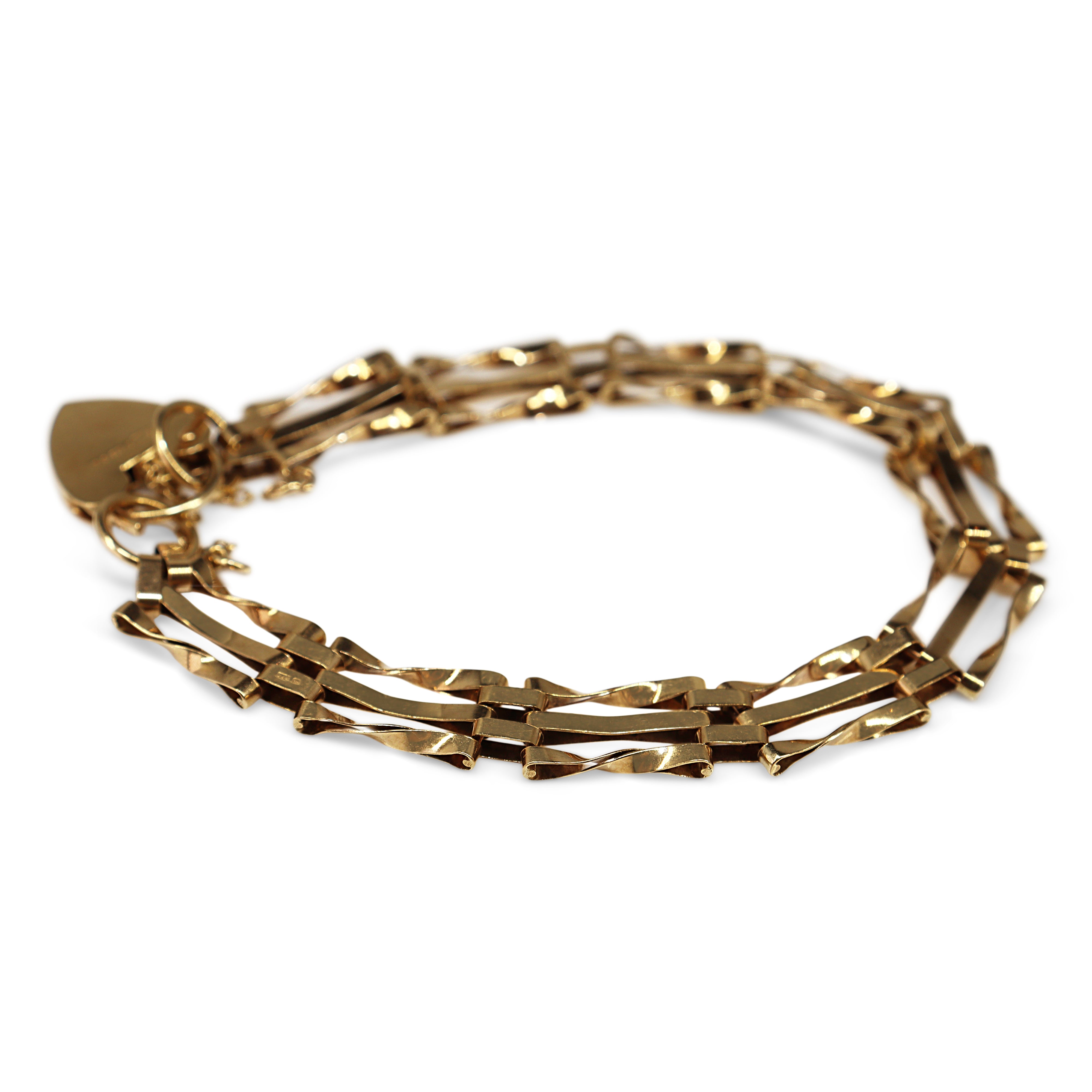 9ct Yellow Gold Fancy Gate Link Bracelet