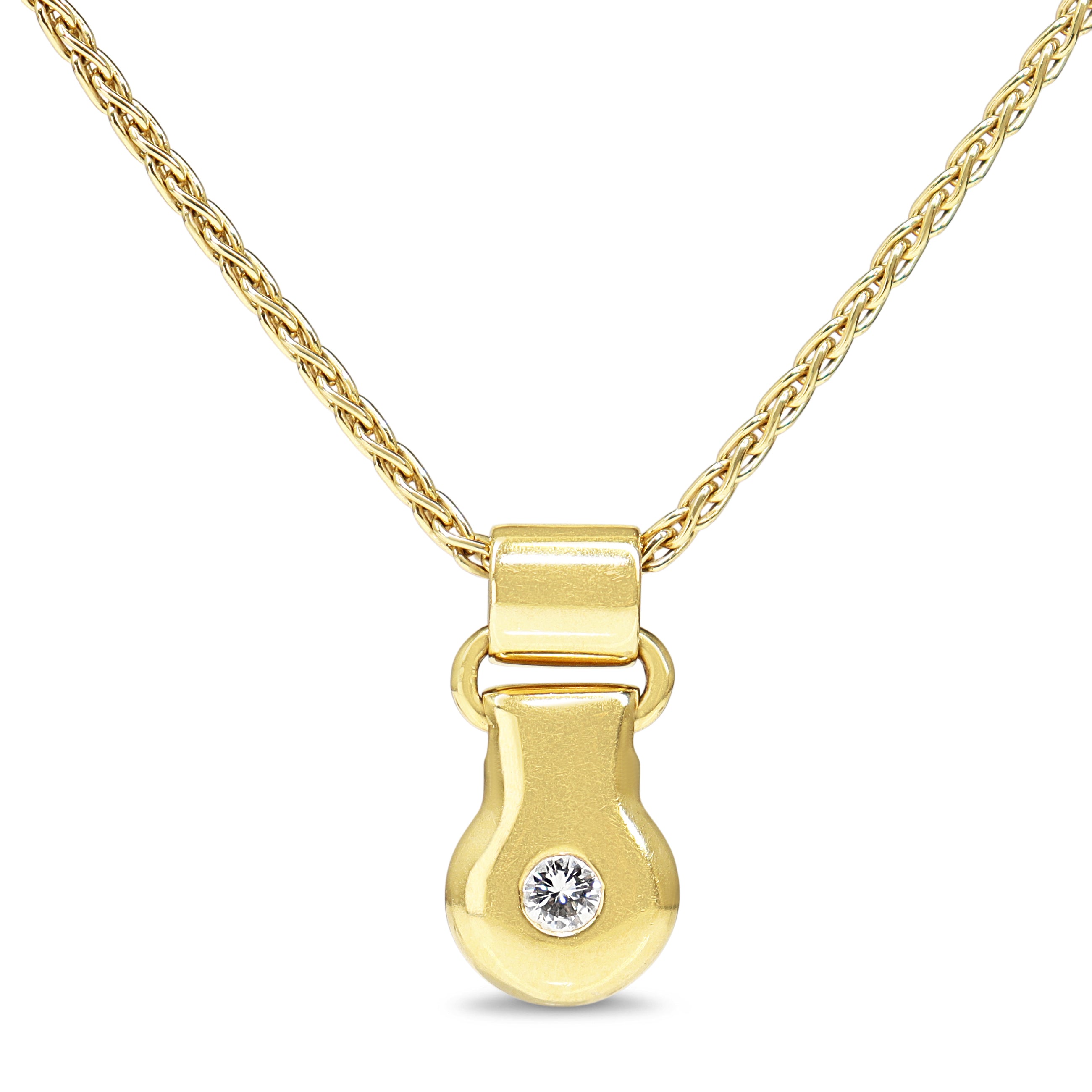 18ct Yellow Gold Diamond Chunky Gold Pendant Necklace