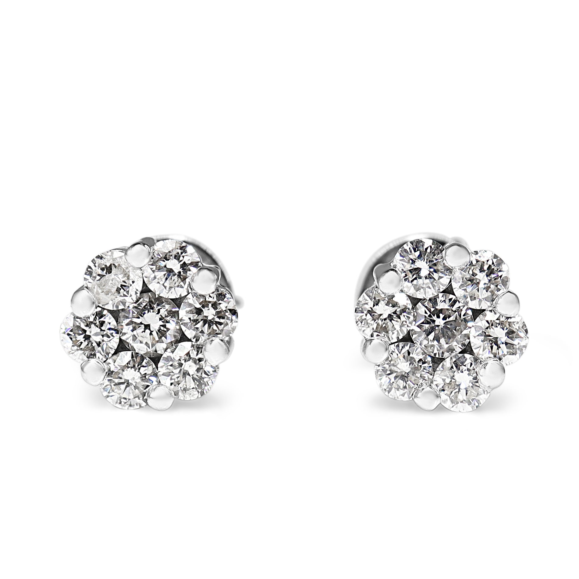 18ct White Gold Diamond Cluster Earrings