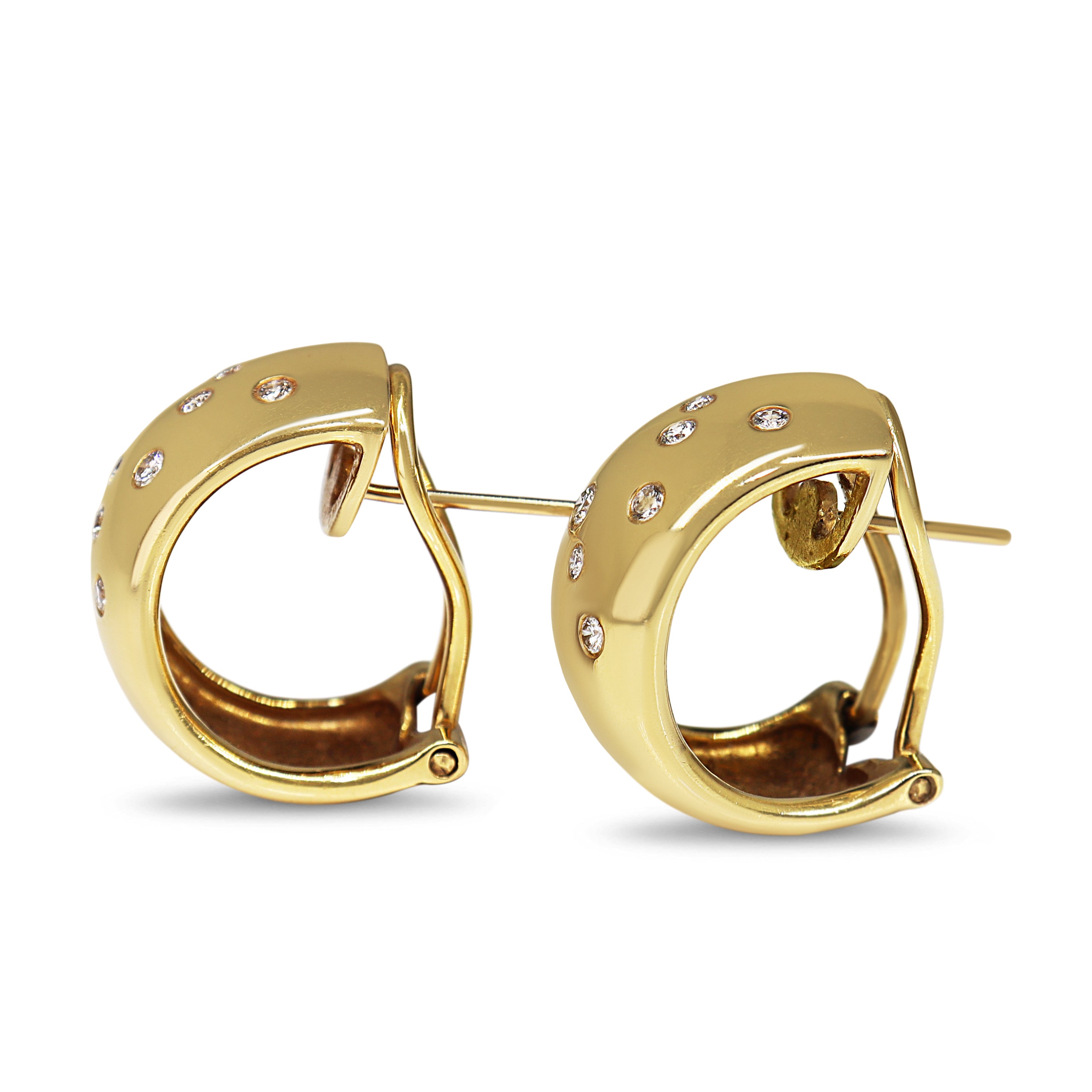 18ct Yellow Gold Rubbed in Diamond Chunky Gold Hoop Earrings