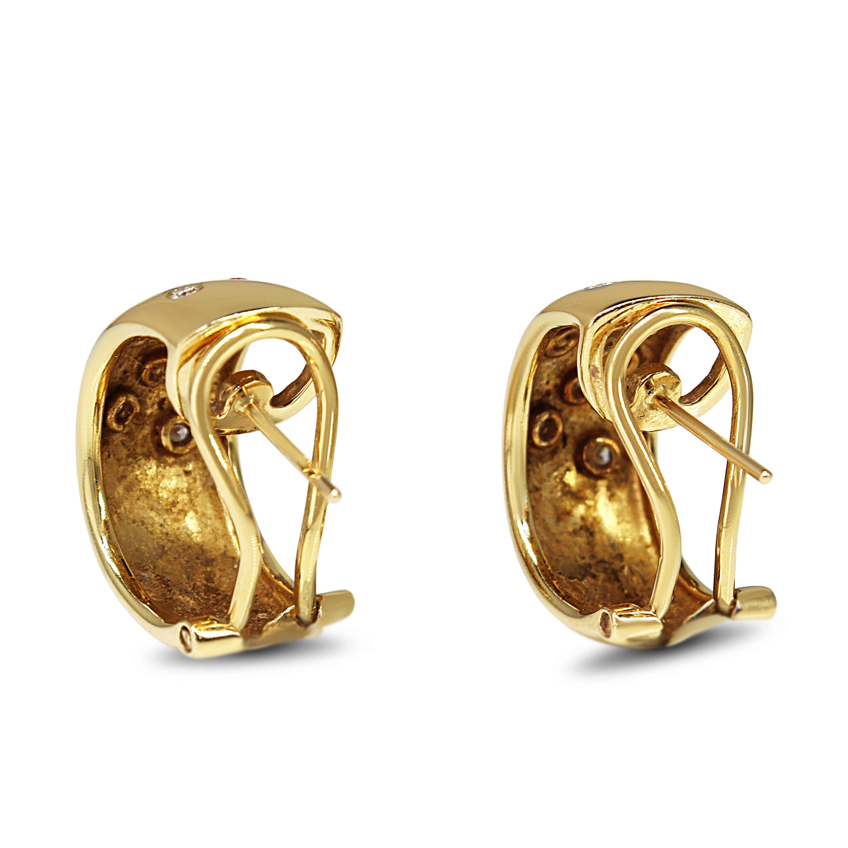 18ct Yellow Gold Rubbed in Diamond Chunky Gold Hoop Earrings