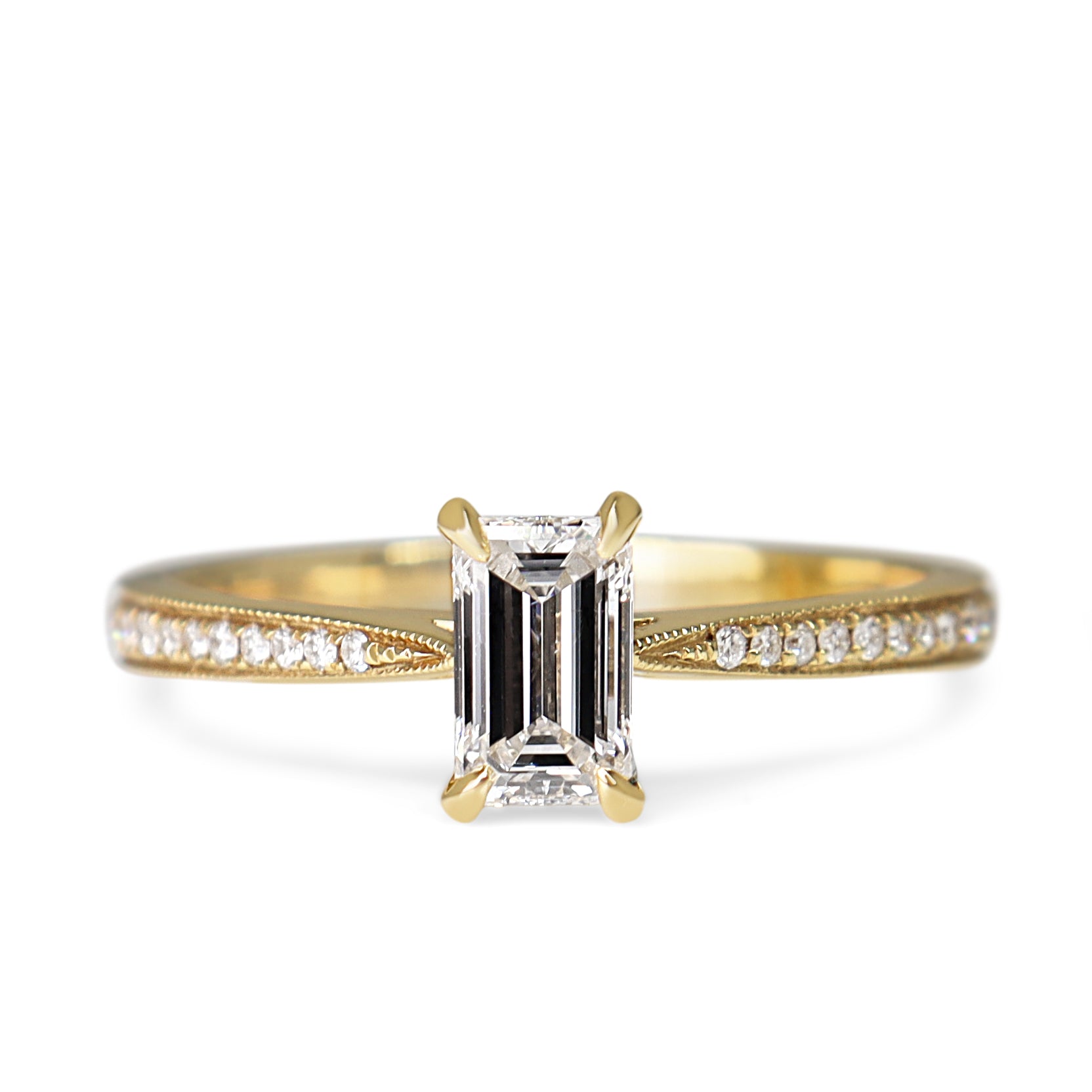 18ct Yellow Gold Emerald Cut Solitaire Diamond Ring