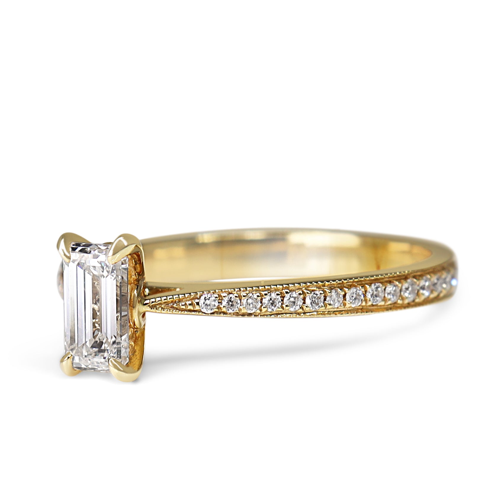 18ct Yellow Gold Emerald Cut Solitaire Diamond Ring