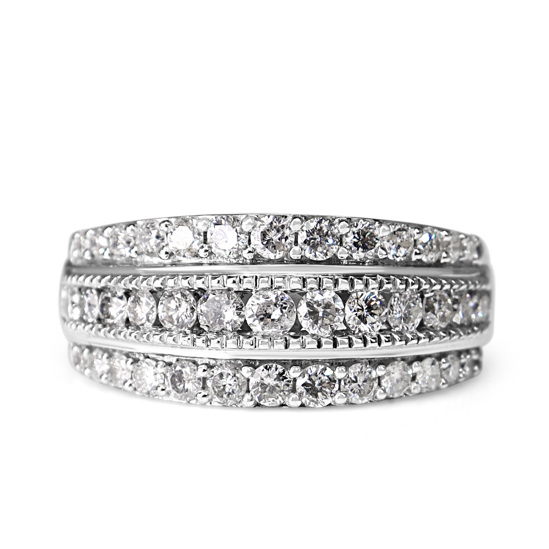 9ct White Gold Wide Diamond Band Ring