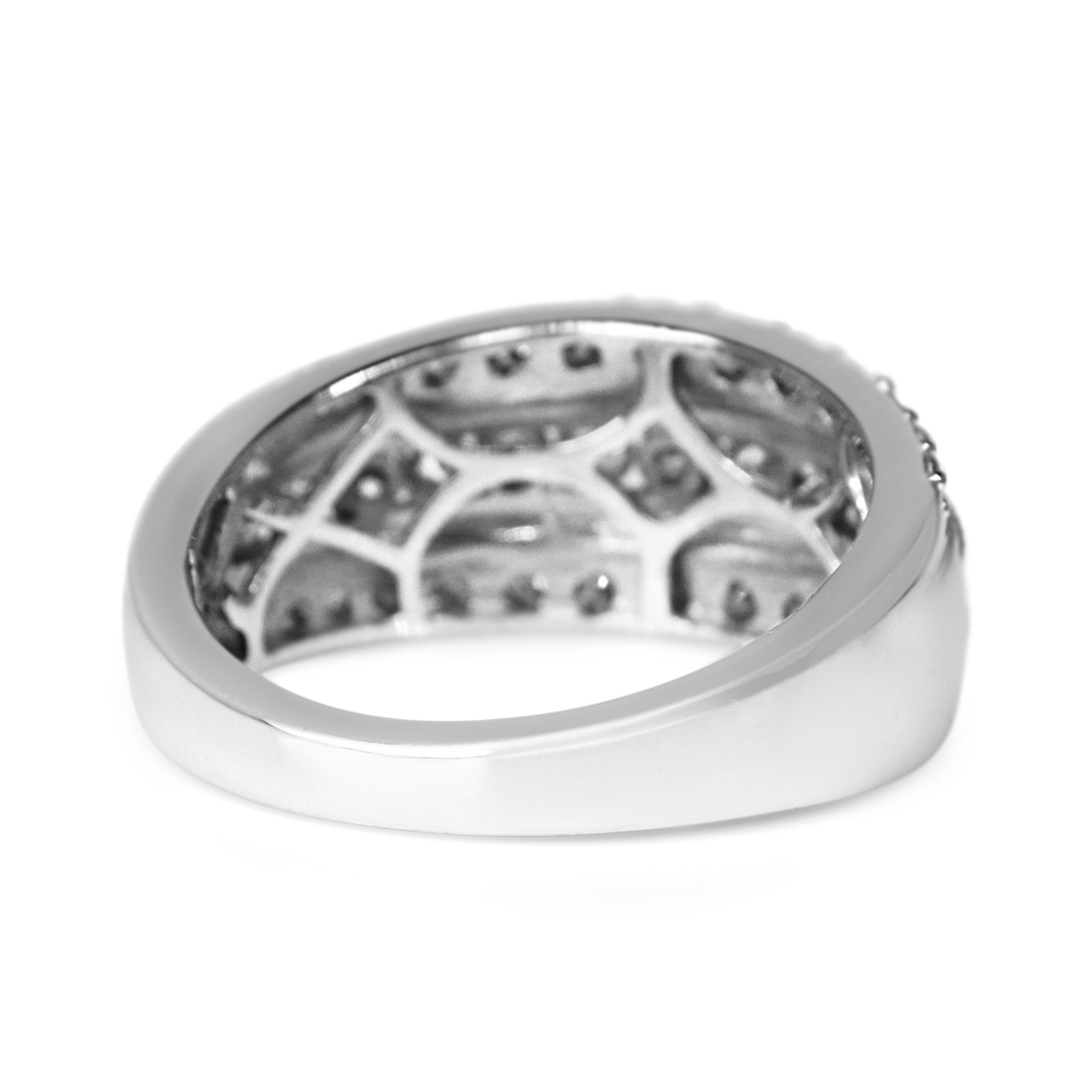 9ct White Gold Wide Diamond Band Ring