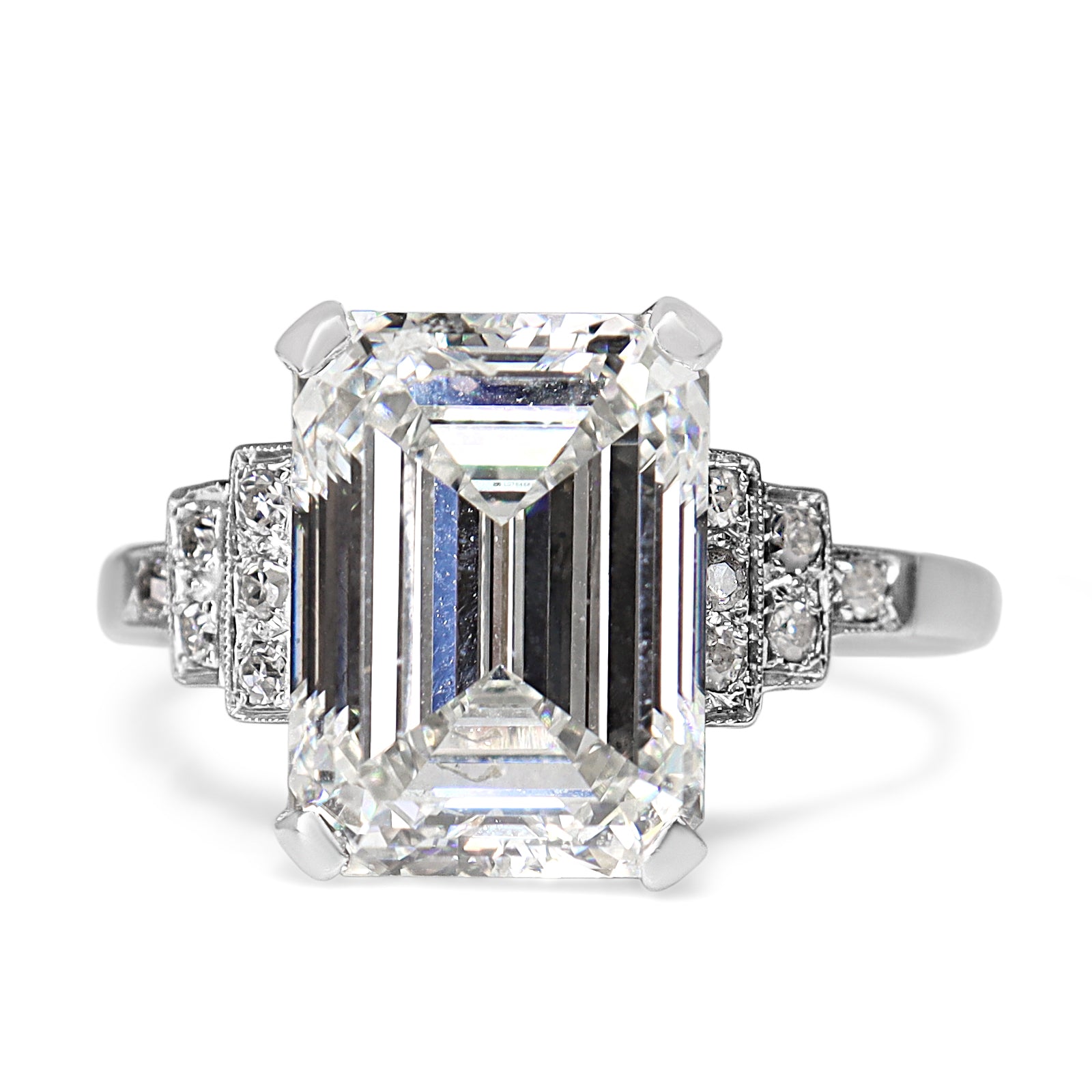 14ct White Gold Lab Grown 6.79ct Emerald Cut Diamond Ring