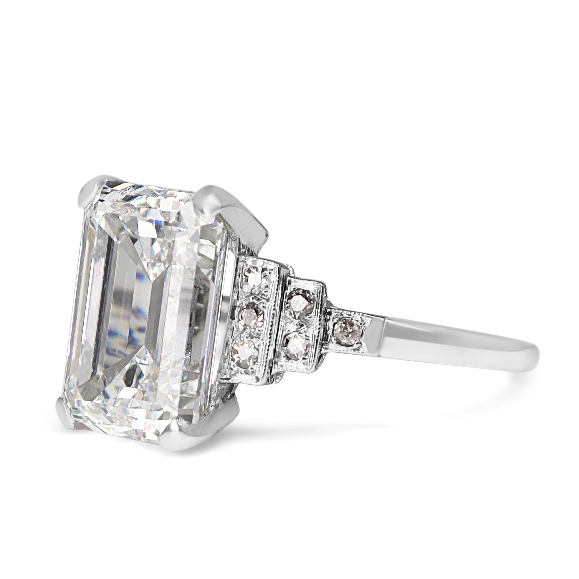 14ct White Gold Lab Grown 6.79ct Emerald Cut Diamond Ring