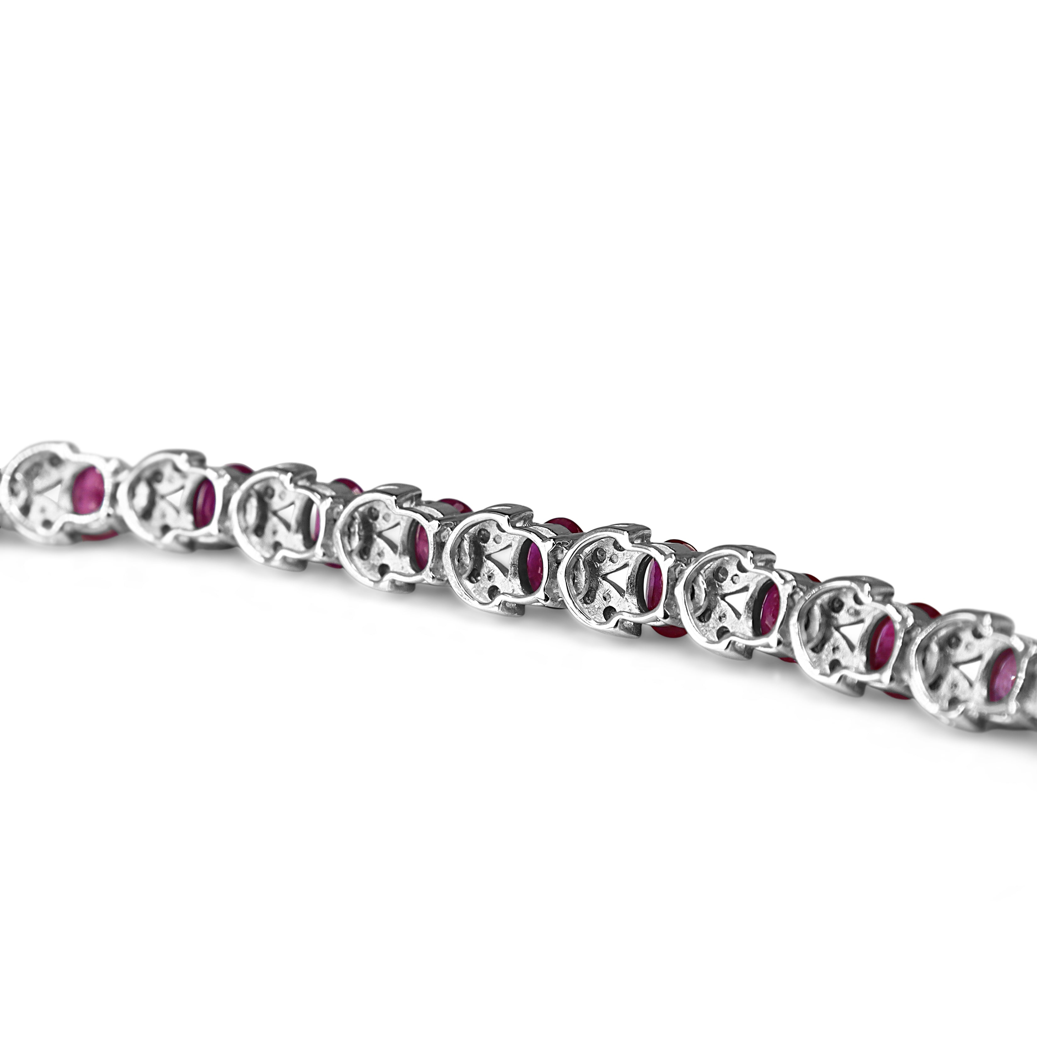 18ct White Gold Ruby and Diamond Floral Bracelet