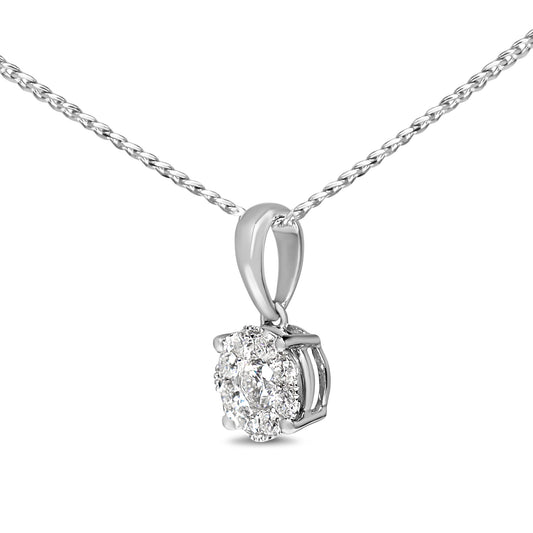 18ct White Gold Diamond Cluster Pendant