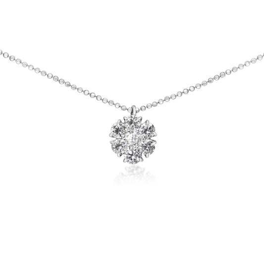 Platinum 1.50ct Diamond Daisy Cluster Necklace