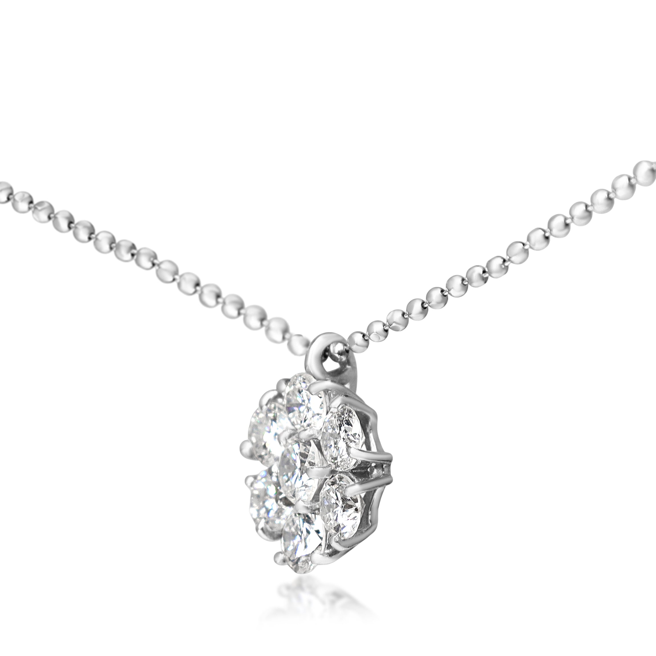 Platinum 1.50ct Diamond Daisy Cluster Necklace