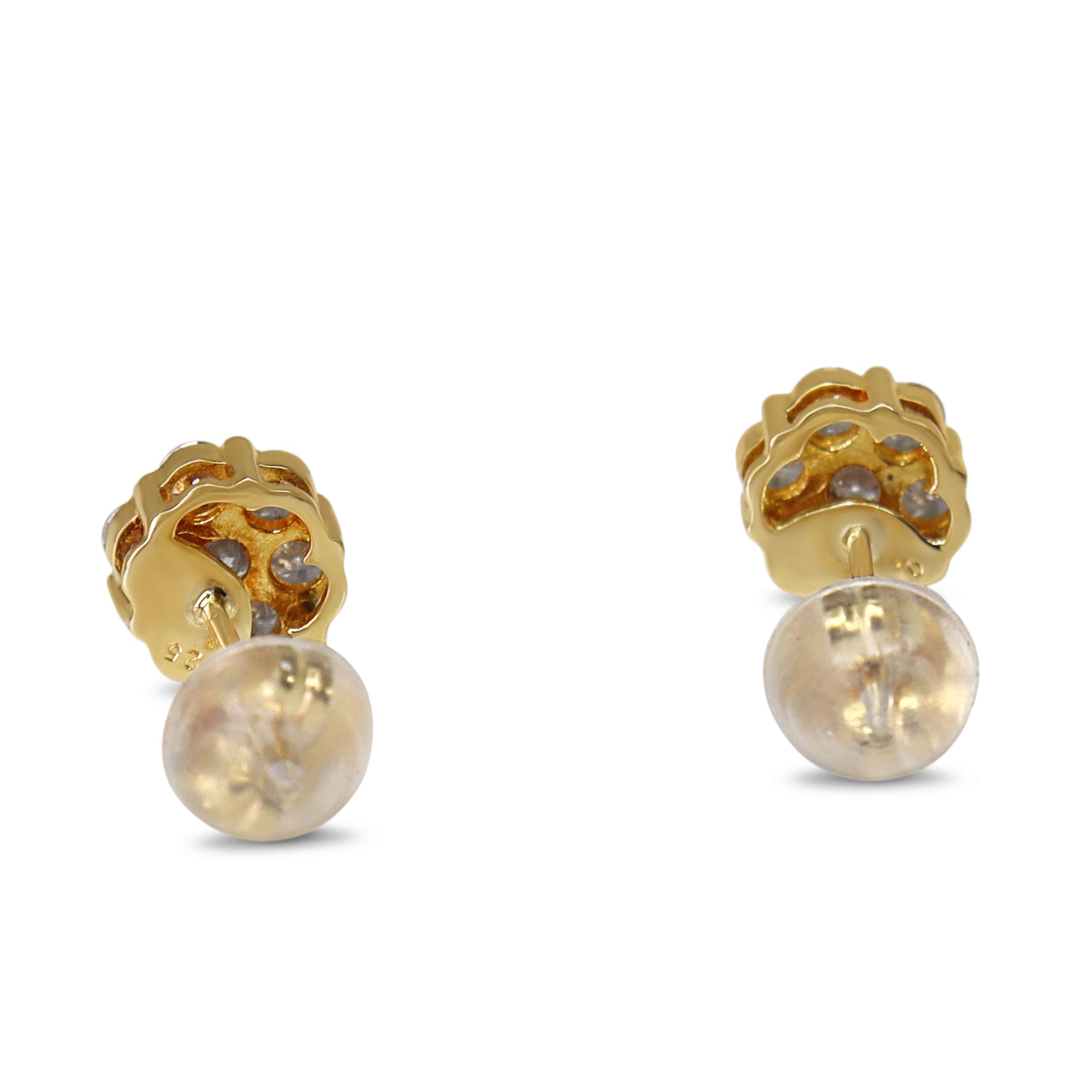 18ct Yellow Gold Diamond Cluster Stud Earrings