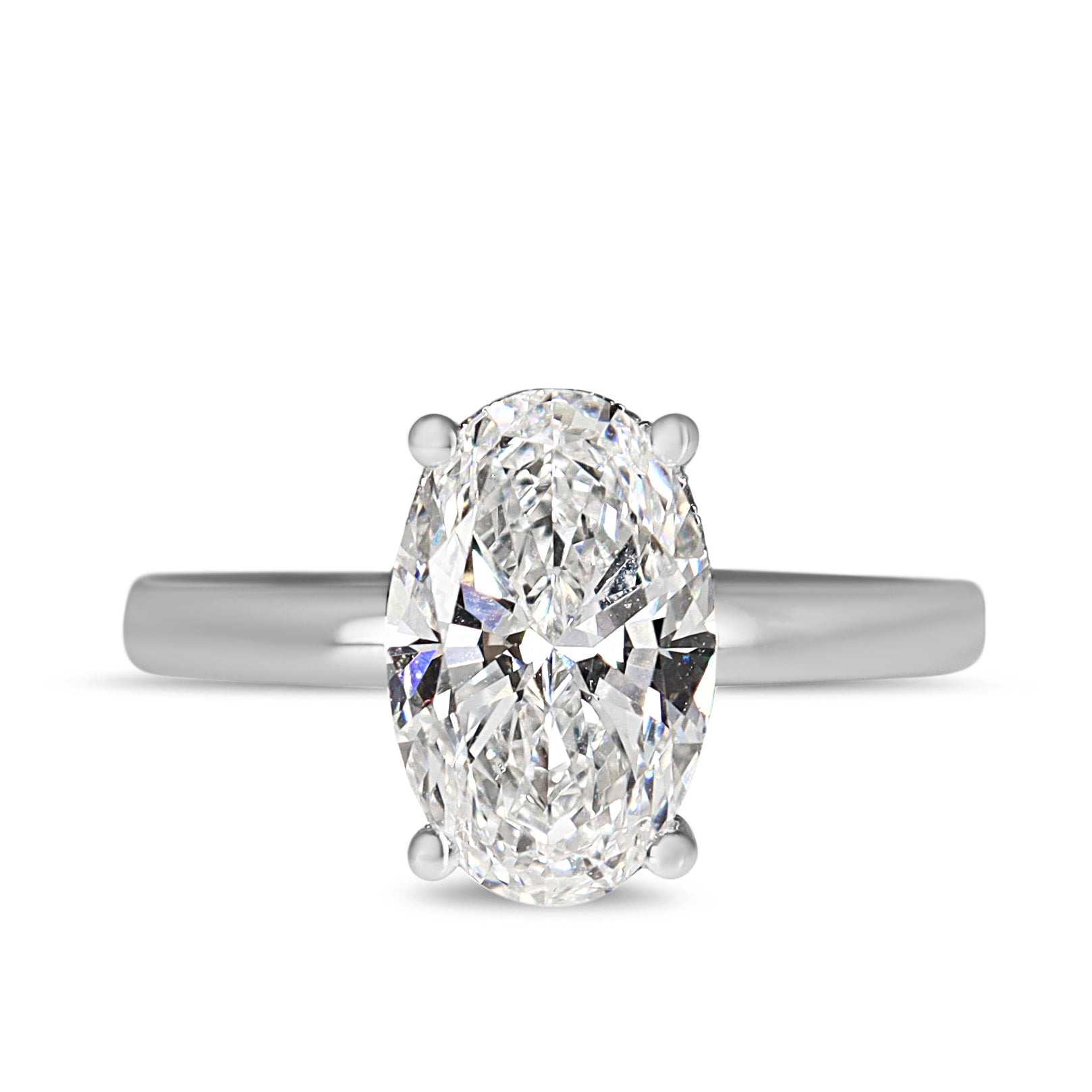 18ct White Gold 2.50ct Oval Lab Grown Diamond Ring With Hidden Halo