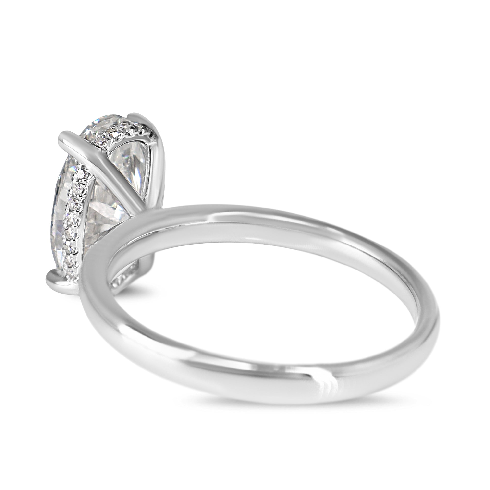 18ct White Gold 2.50ct Oval Lab Grown Diamond Ring With Hidden Halo