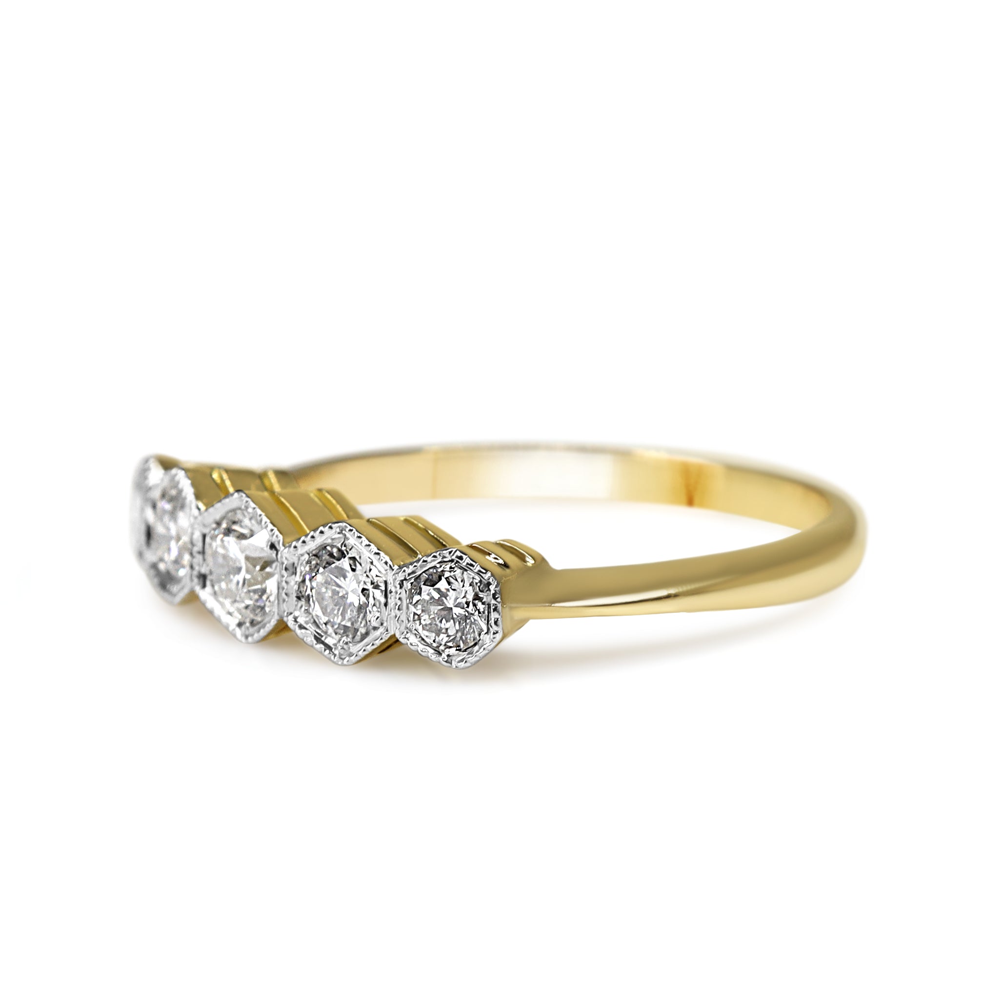 18ct Yellow and White Gold Antique 5 Stone Diamond Ring